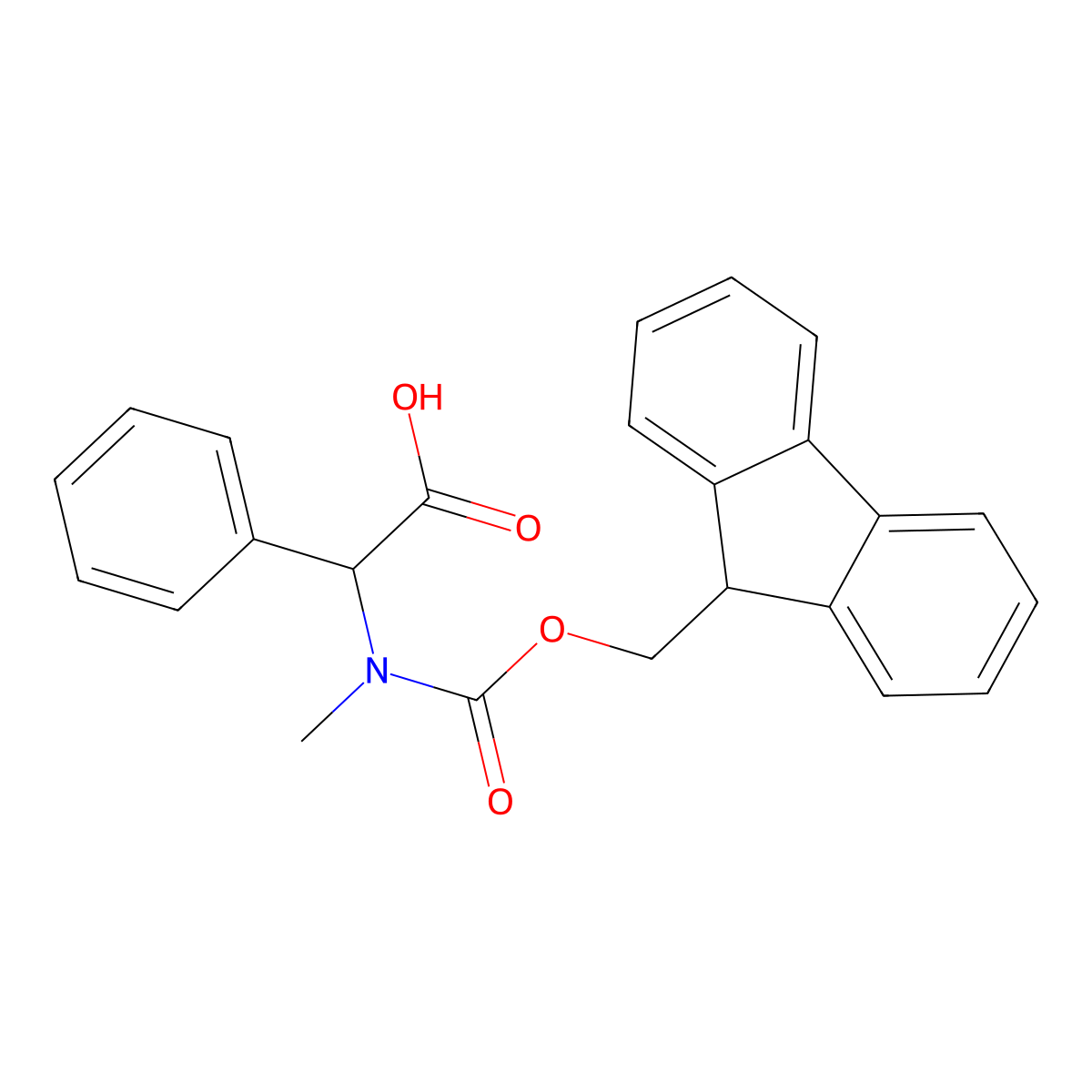 2-((((9H-fluoren-9-yl)methoxy)carbonyl)(methyl)amino)-2-phenylacetic acid molecular structure, CAS 1701920-17-3