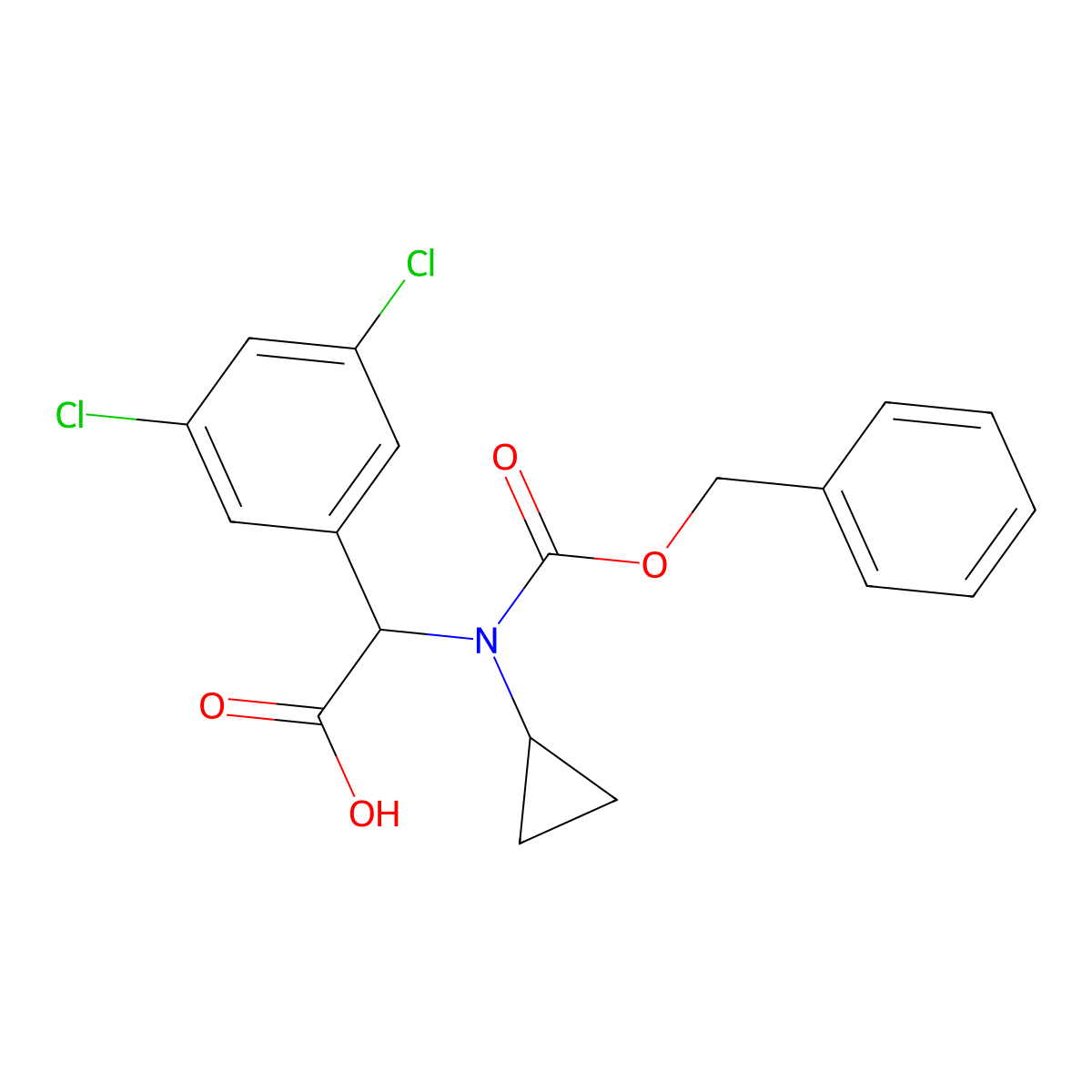 2-{[(Benzyloxy)carbonyl](cyclopropyl)amino}-2-(3,5-dichlorophenyl)acetic acid molecular structure, CAS 1701922-27-1