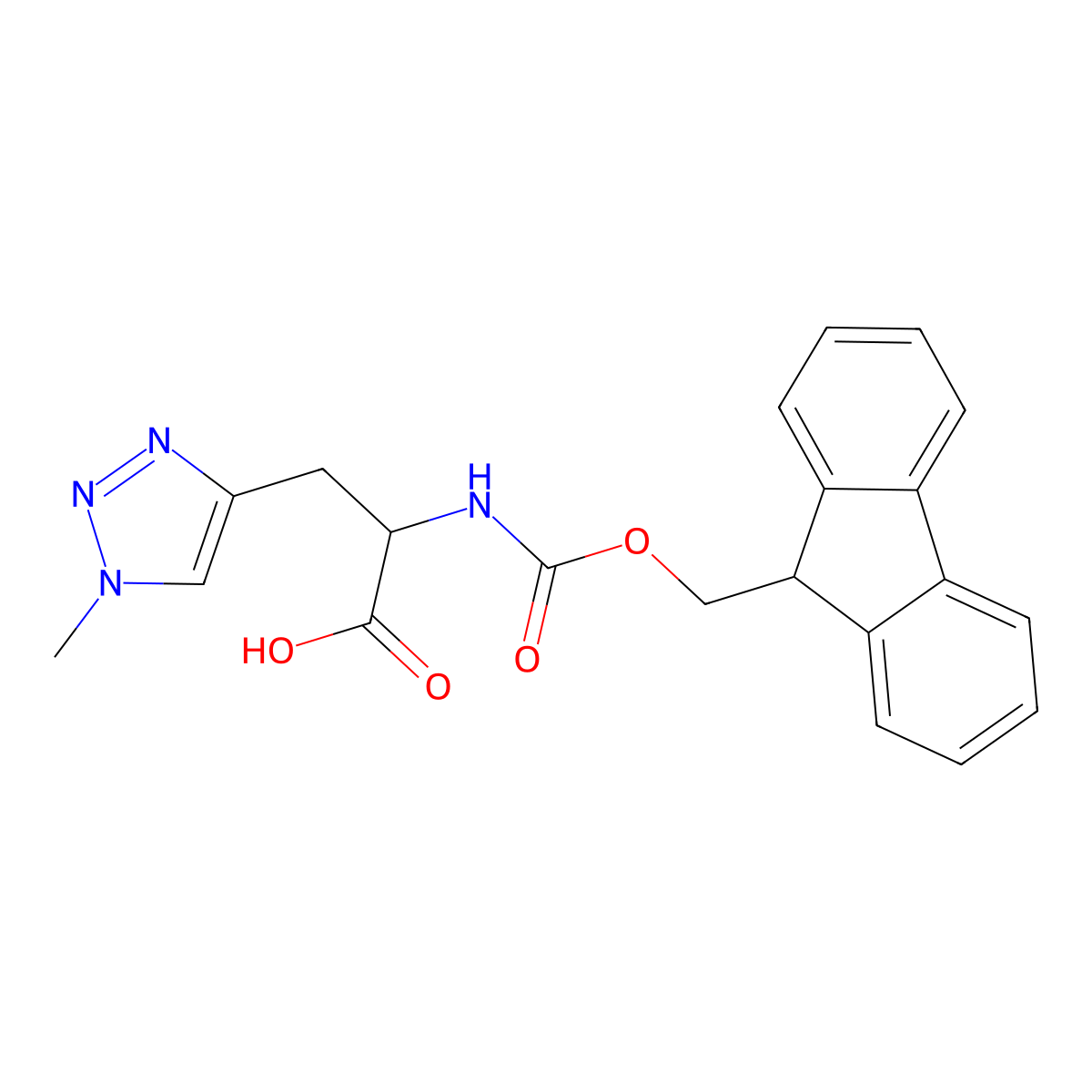 2-({[(9H-fluoren-9-yl)methoxy]carbonyl}amino)-3-(1-methyl-1H-1,2,3-triazol-4-yl)propanoic acid molecular structure, CAS 1701928-99-5