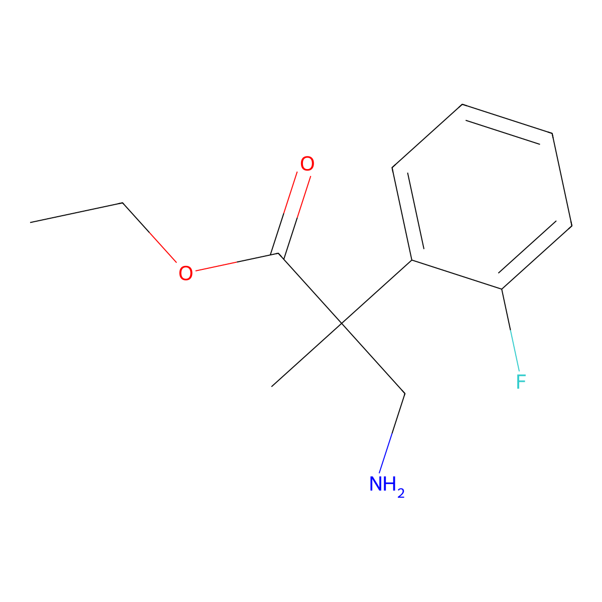 Ethyl 3-amino-2-(2-fluorophenyl)-2-methylpropanoate molecular structure, CAS 1701939-02-7