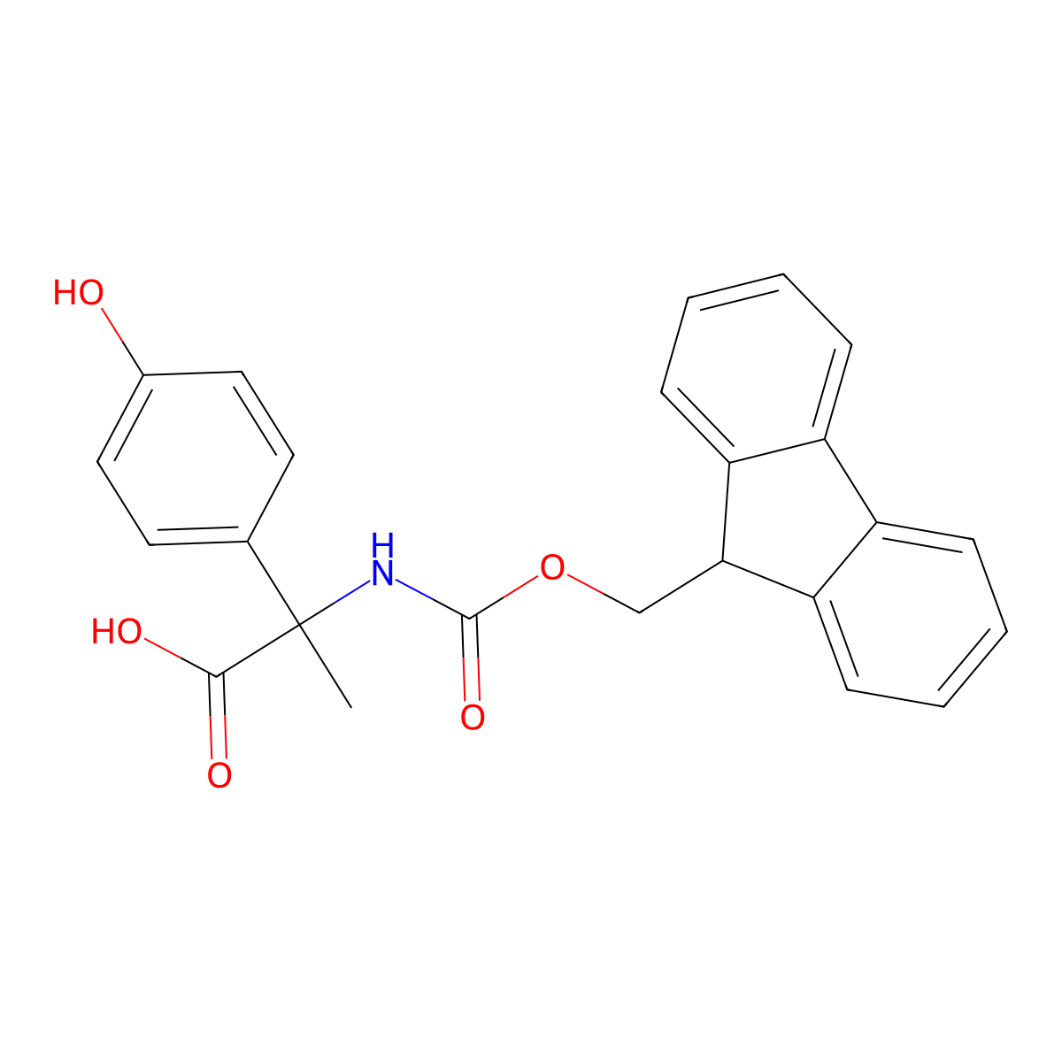 2-({[(9H-fluoren-9-yl)methoxy]carbonyl}amino)-2-(4-hydroxyphenyl)propanoic acid molecular structure, CAS 1701950-43-7