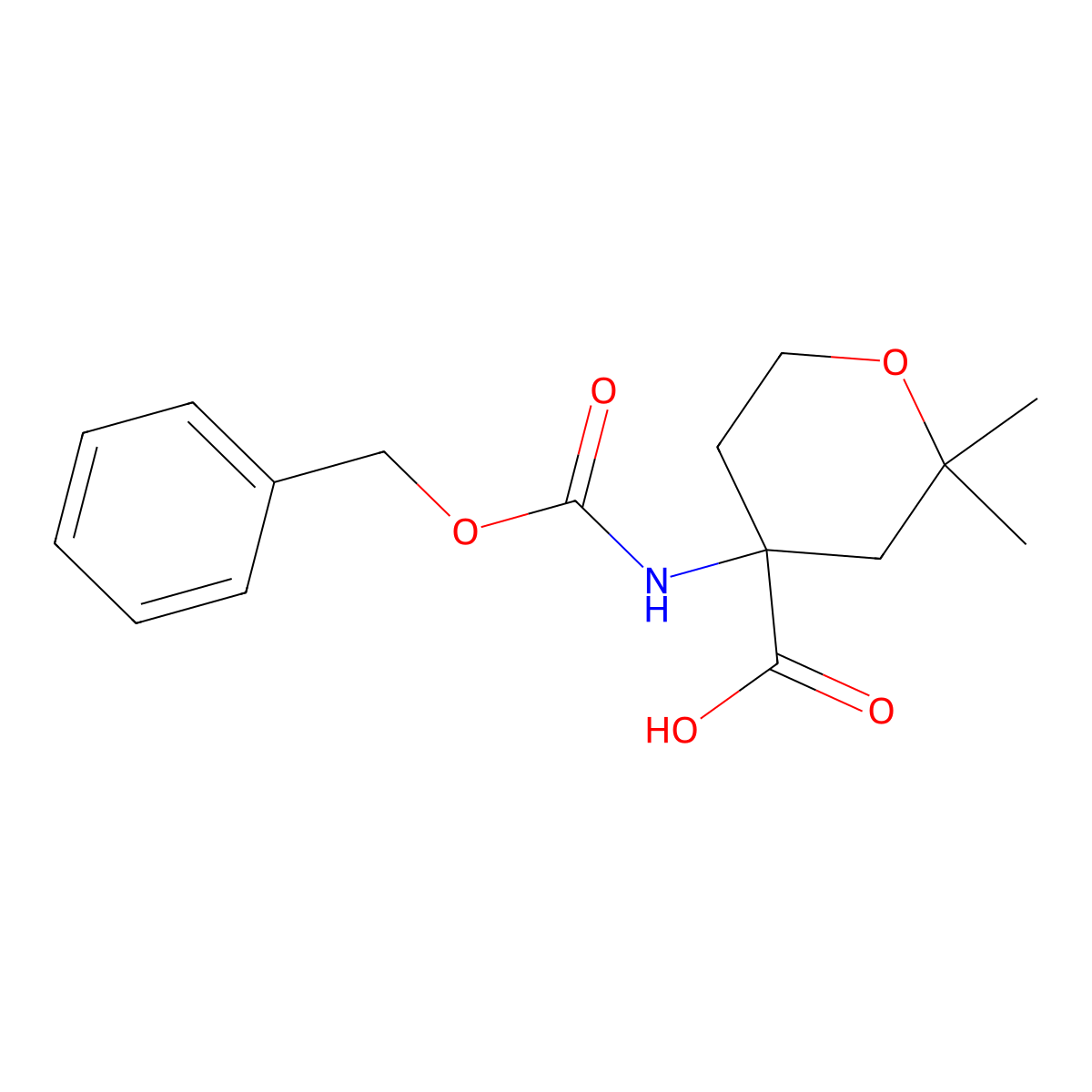 4-{[(Benzyloxy)carbonyl]amino}-2,2-dimethyloxane-4-carboxylic acid molecular structure, CAS 1701966-02-0