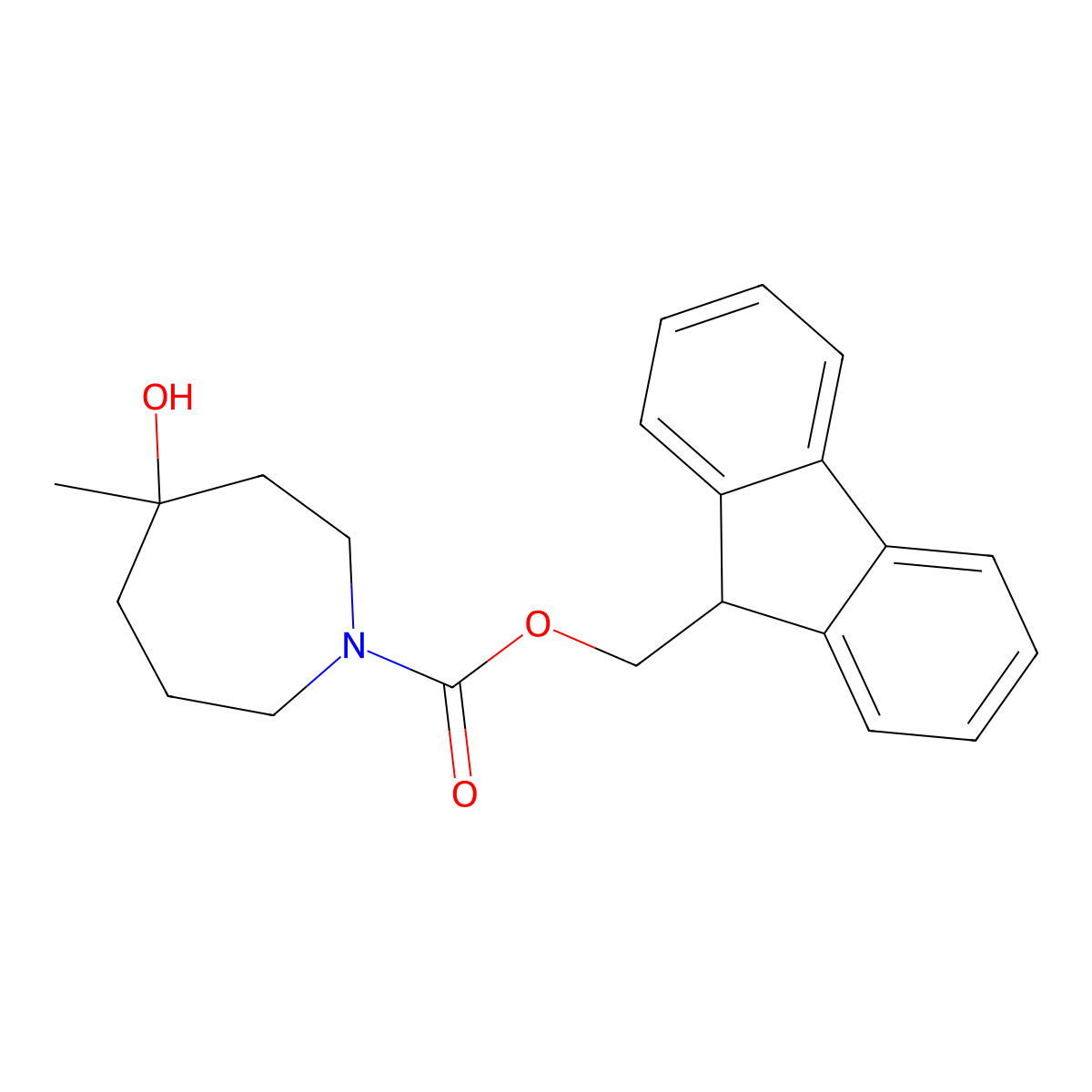(9H-fluoren-9-yl)methyl 4-hydroxy-4-methylazepane-1-carboxylate molecular structure, CAS 1701974-46-0