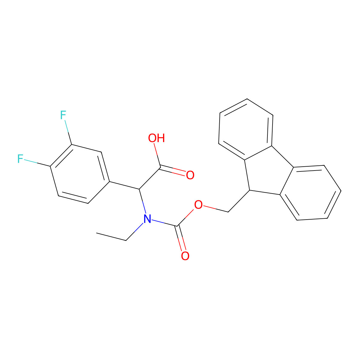 2-(3,4-difluorophenyl)-2-[ethyl({[(9H-fluoren-9-yl)methoxy]carbonyl})amino]acetic acid molecular structure, CAS 1701980-75-7