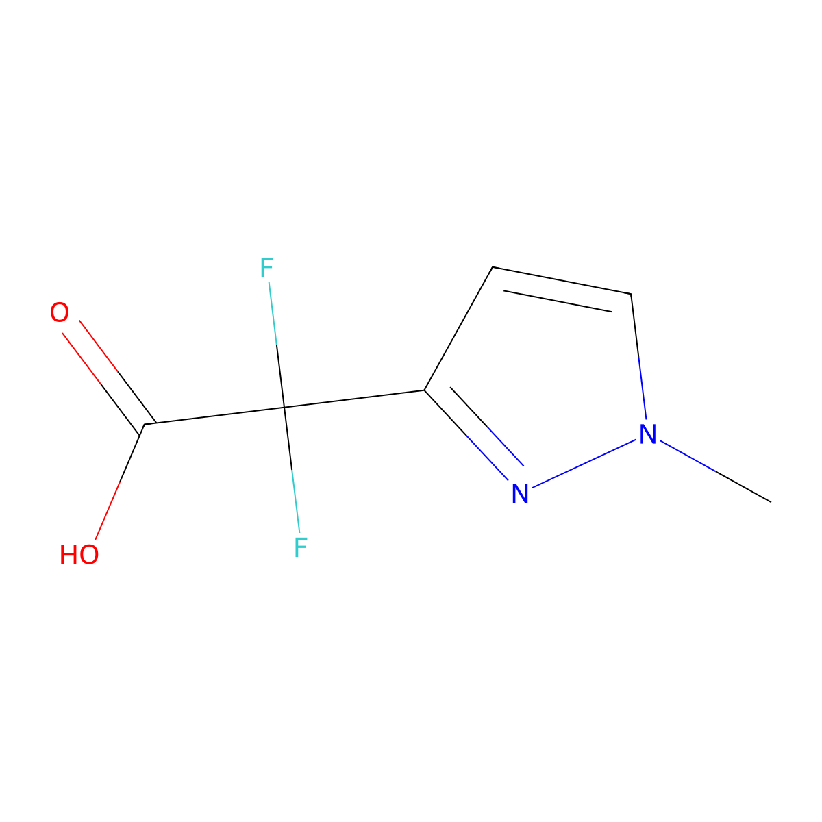 2,2-Difluoro-2-(1-methyl-1H-pyrazol-3-yl)acetic acid molecular structure, CAS 1701992-54-2