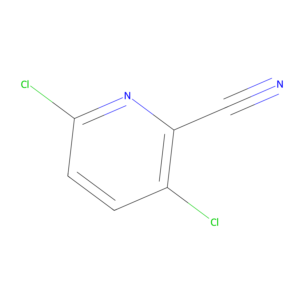 3,6-Dichloropyridine-2-carbonitrile molecular structure, CAS 1702-18-7