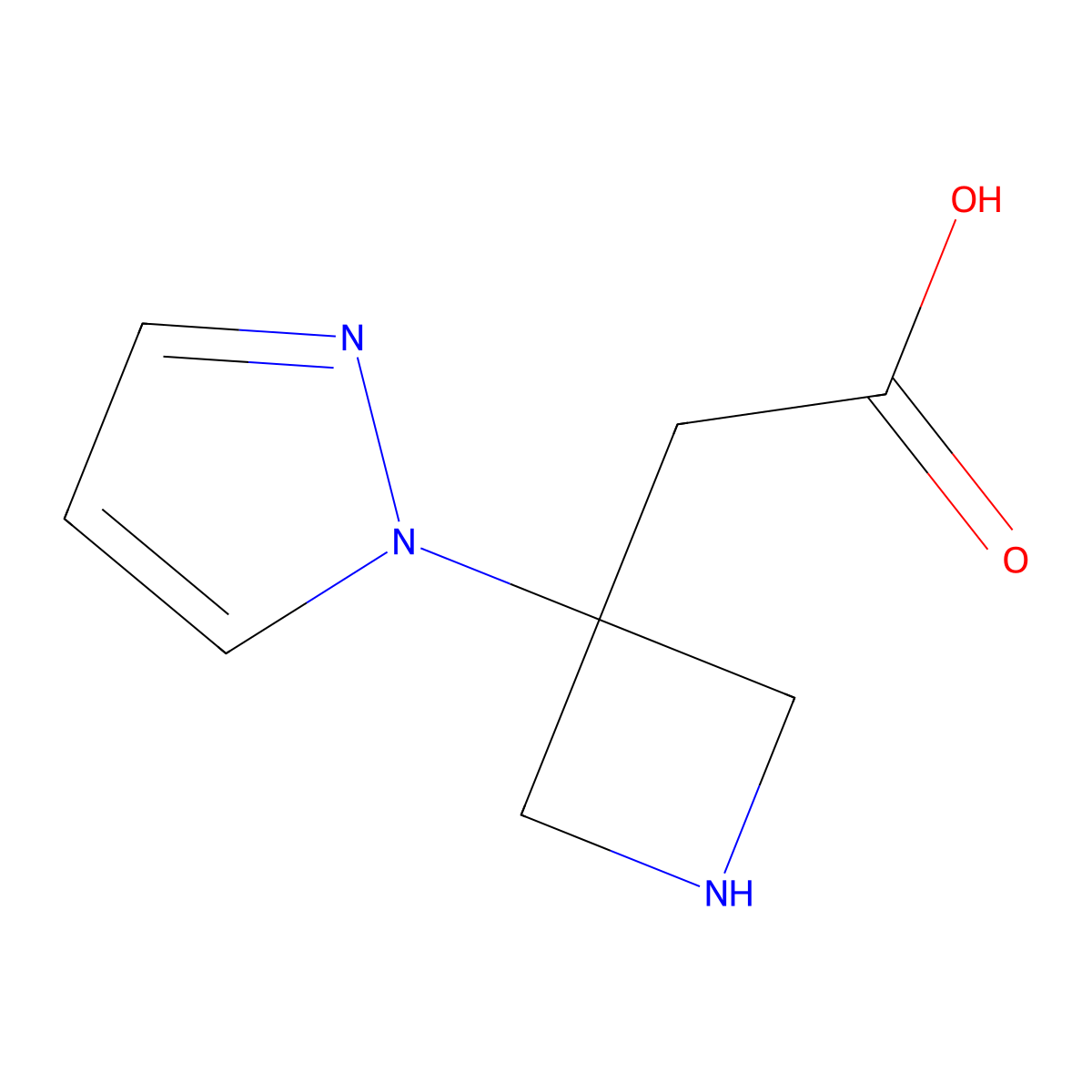 2-[3-(1H-pyrazol-1-yl)azetidin-3-yl]acetic acid molecular structure, CAS 1702010-08-9
