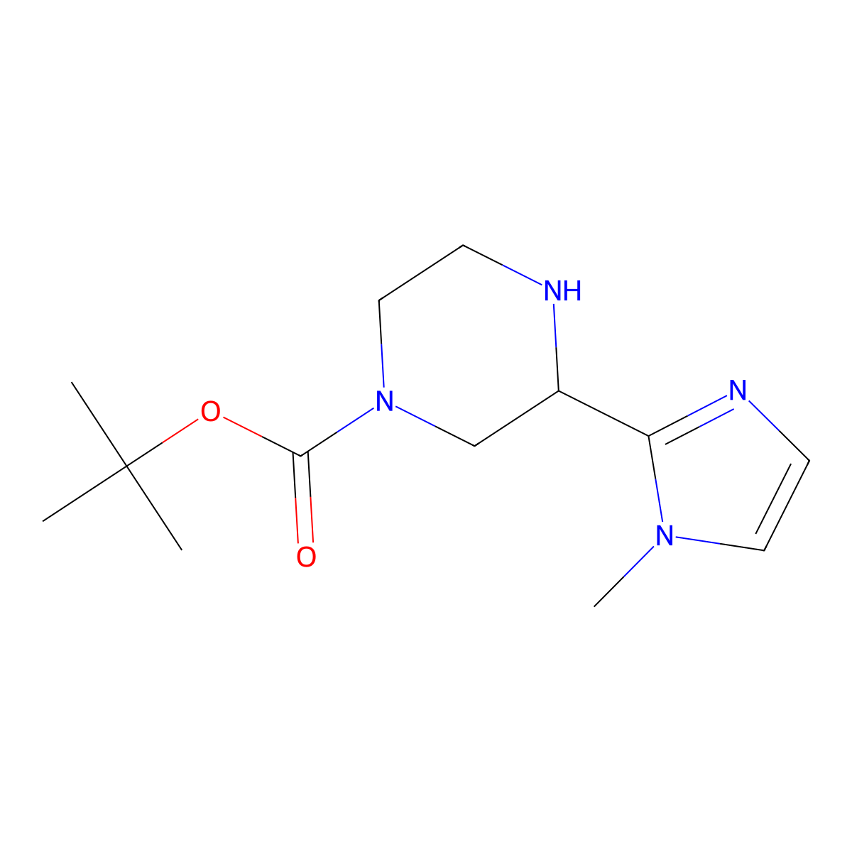 tert-butyl 3-(1-methyl-1H-imidazol-2-yl)piperazine-1-carboxylate molecular structure, CAS 1702031-71-7