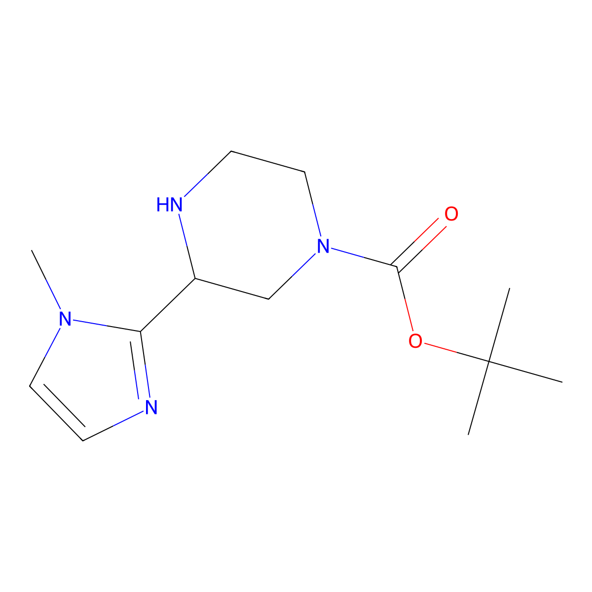 tert-butyl 3-(1-methyl-1H-imidazol-2-yl)piperazine-1-carboxylate molecular structure, CAS 1702031-71-7