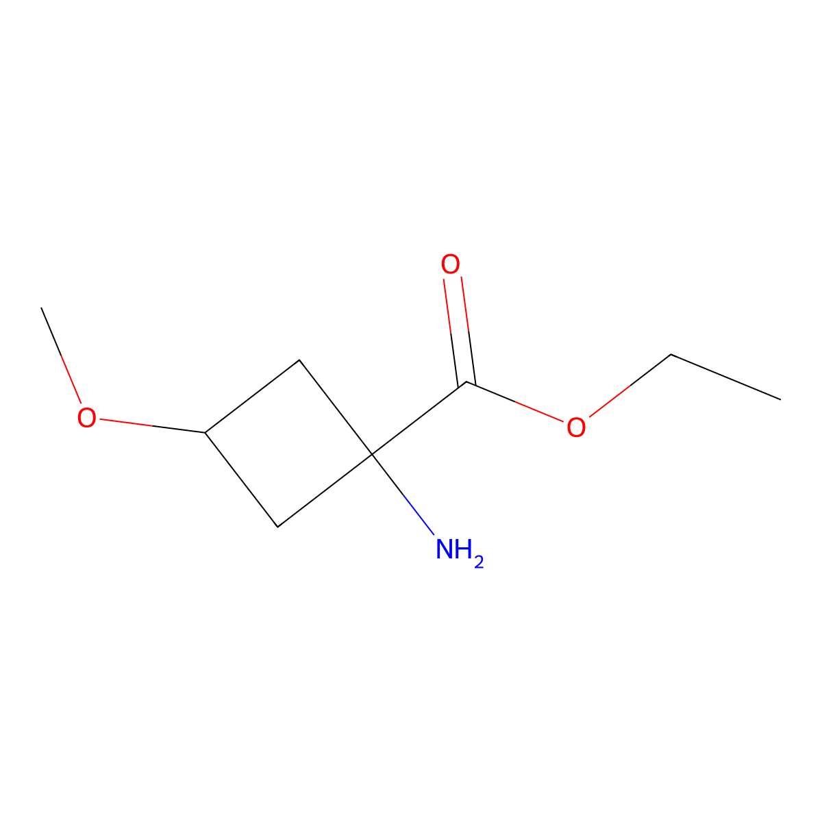 Ethyl 1-amino-3-methoxycyclobutane-1-carboxylate molecular structure, CAS 1702060-21-6