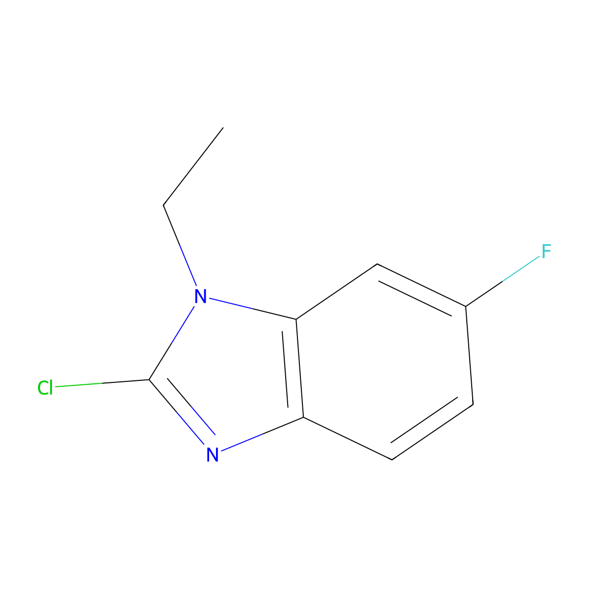 2-chloro-1-ethyl-6-fluoro-1H-1,3-benzodiazole molecular structure, CAS 1702068-01-6