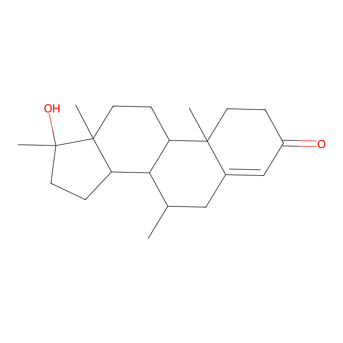 Calusterone molecular structure, CAS 17021-26-0