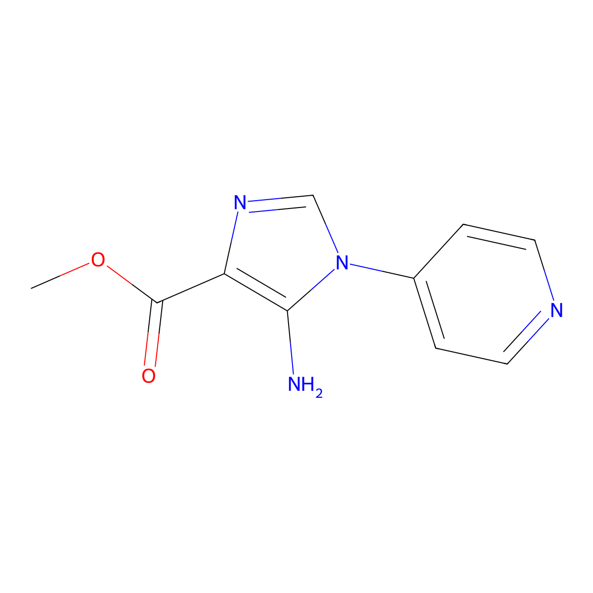 methyl 5-amino-1-(pyridin-4-yl)-1H-imidazole-4-carboxylate molecular structure, CAS 1702110-16-4