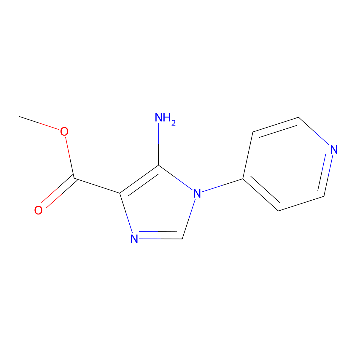 methyl 5-amino-1-(pyridin-4-yl)-1H-imidazole-4-carboxylate molecular structure, CAS 1702110-16-4