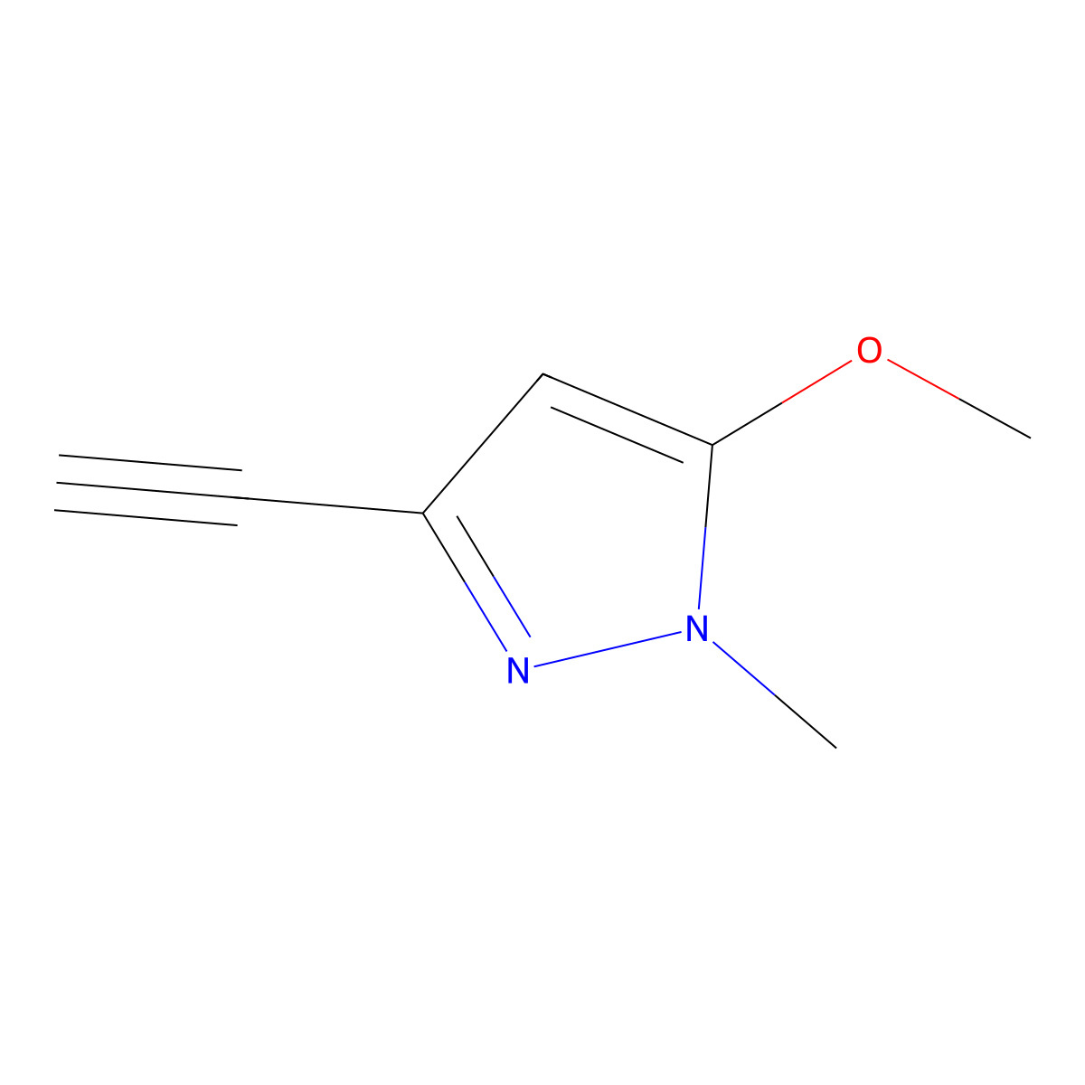 3-ethynyl-5-methoxy-1-methyl-1H-pyrazole molecular structure, CAS 1702120-81-7