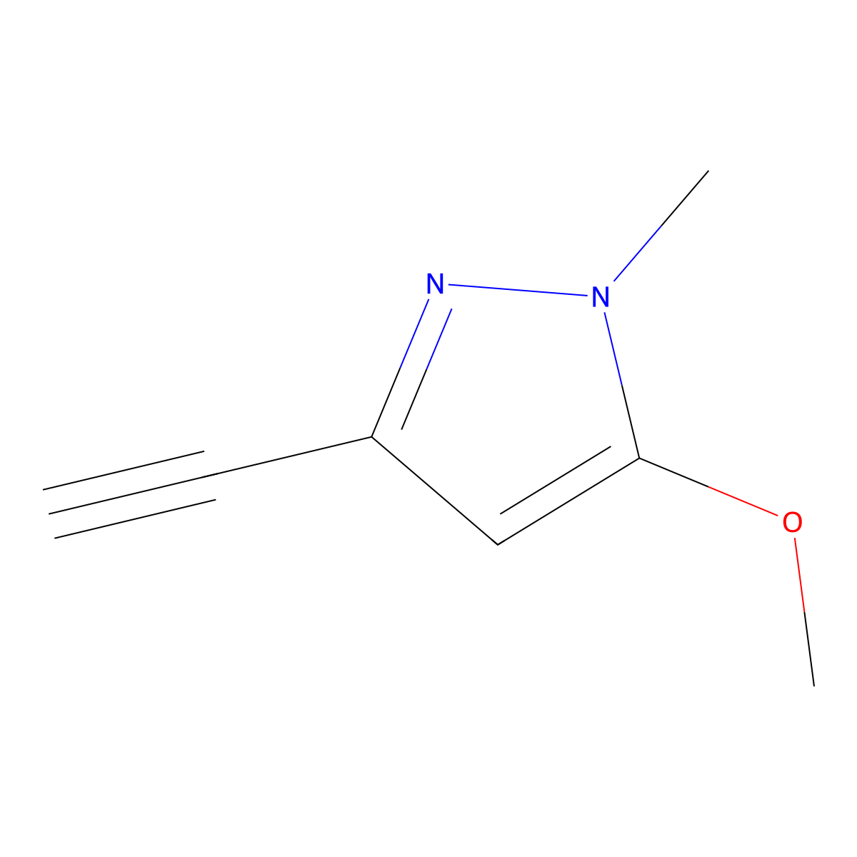 3-ethynyl-5-methoxy-1-methyl-1H-pyrazole molecular structure, CAS 1702120-81-7