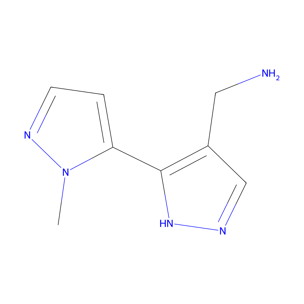 [3-(1-methyl-1H-pyrazol-5-yl)-1H-pyrazol-4-yl]methanamine molecular structure, CAS 1702129-75-6