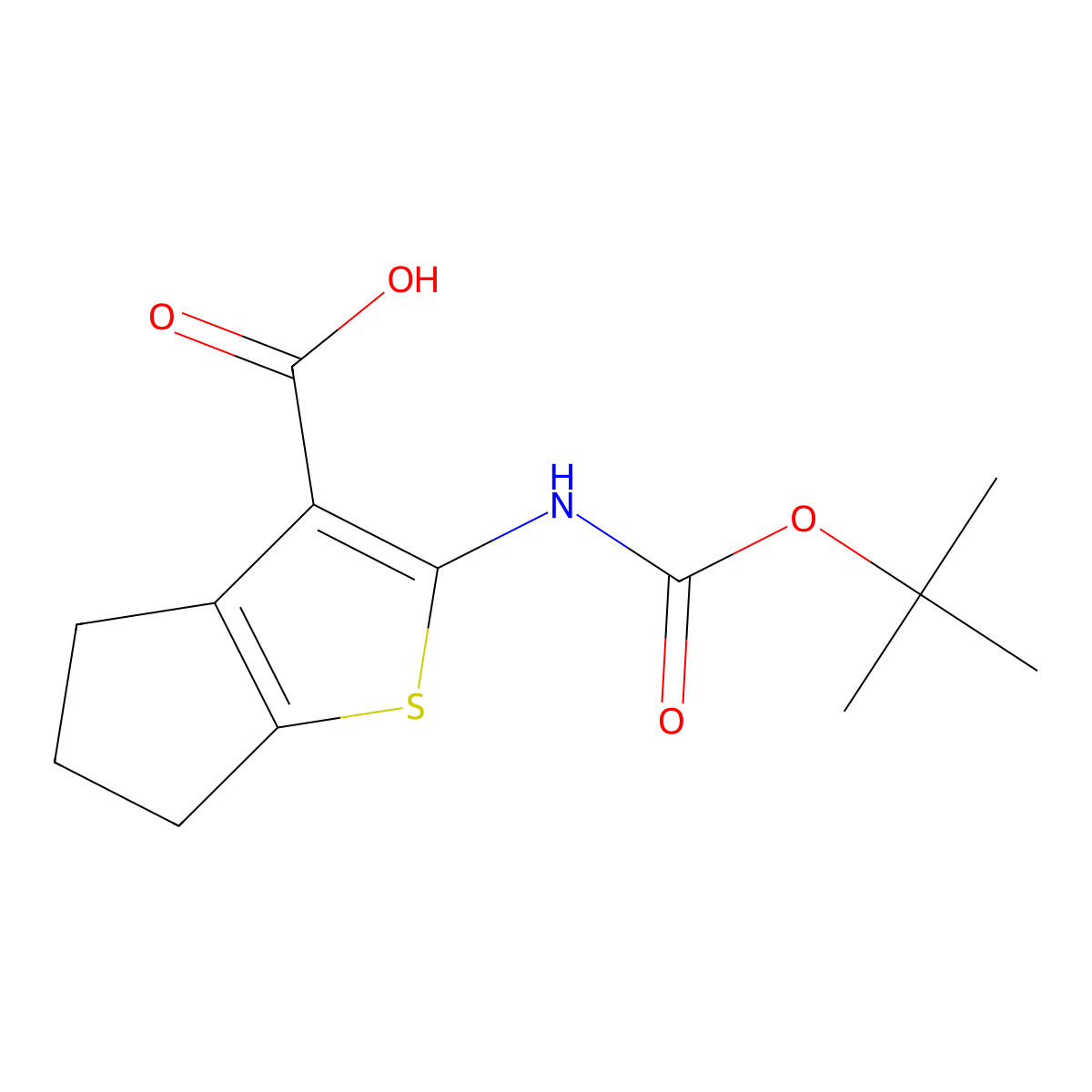 2-{[(tert-butoxy)carbonyl]amino}-4H,5H,6H-cyclopenta[b]thiophene-3-carboxylic acid molecular structure, CAS 1702135-97-4