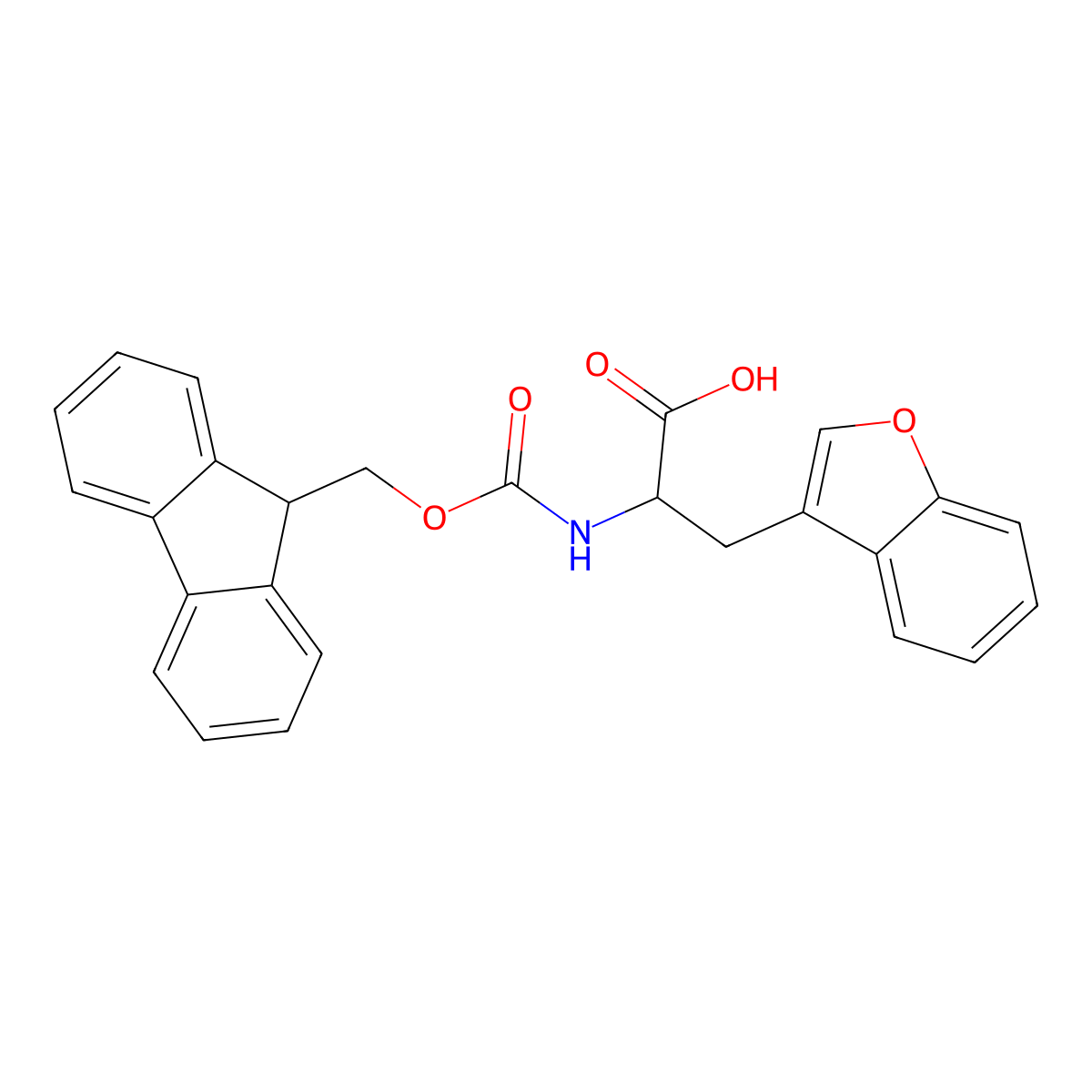 3-(1-benzofuran-3-yl)-2-({[(9H-fluoren-9-yl)methoxy]carbonyl}amino)propanoic acid molecular structure, CAS 1702138-76-8