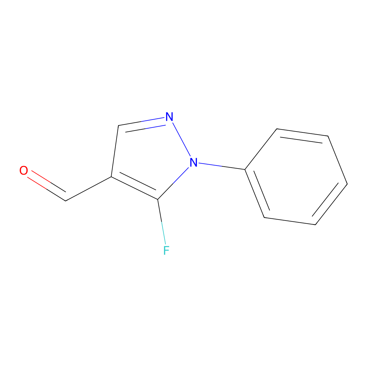 5-fluoro-1-phenyl-1H-pyrazole-4-carbaldehyde molecular structure, CAS 1702206-37-8