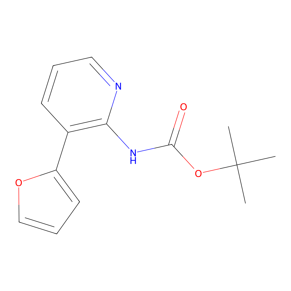 Tert-butyl 3-(furan-2-yl)pyridin-2-ylcarbamate molecular structure, CAS 170222-25-0