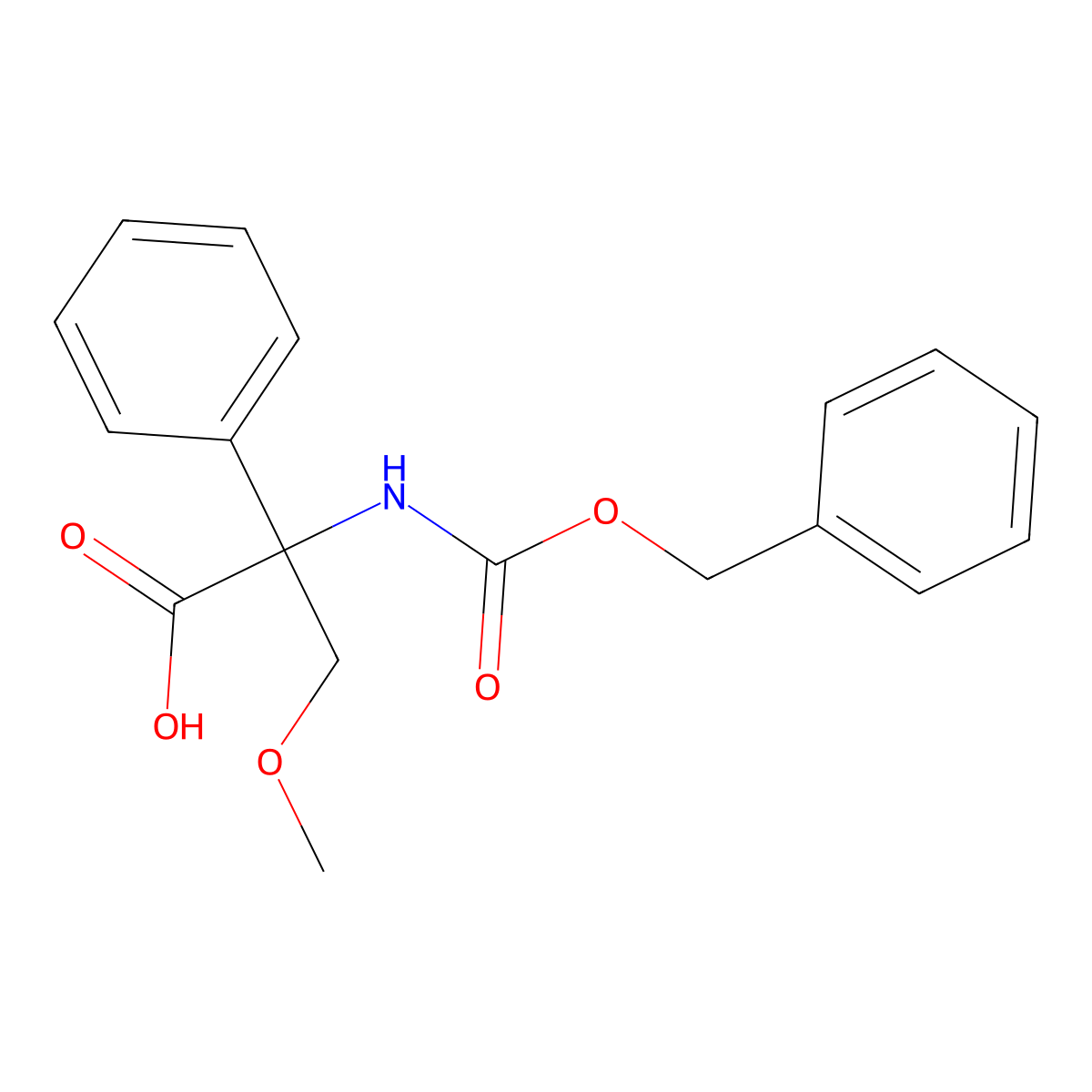 2-{[(Benzyloxy)carbonyl]amino}-3-methoxy-2-phenylpropanoic acid molecular structure, CAS 1702230-99-6