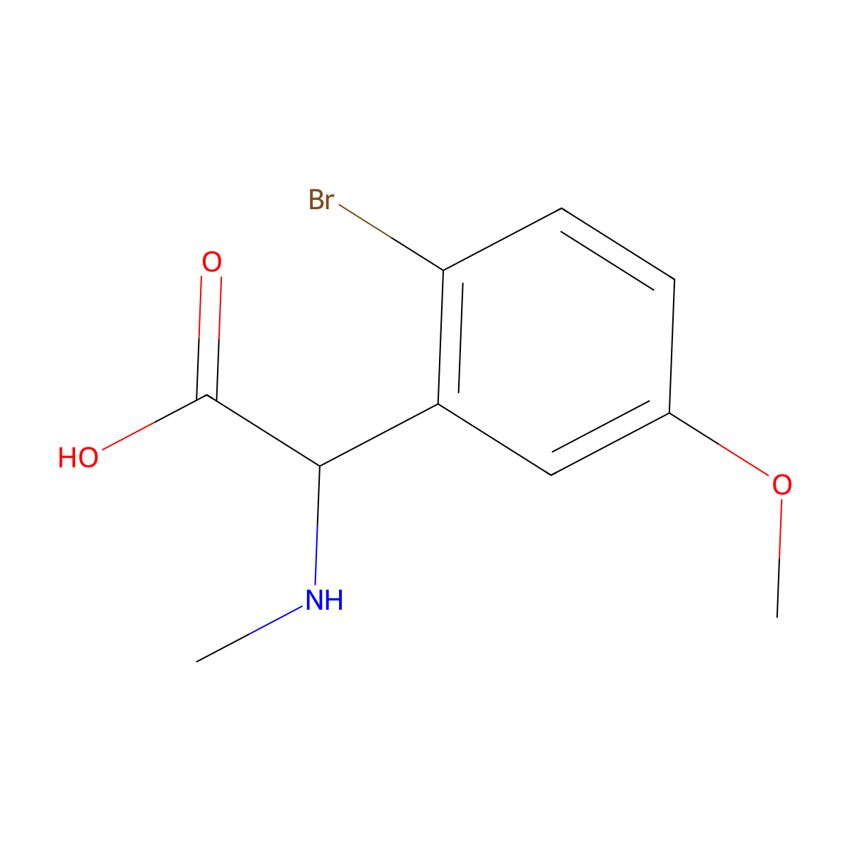 2-(2-Bromo-5-methoxyphenyl)-2-(methylamino)acetic acid molecular structure, CAS 1702251-73-7