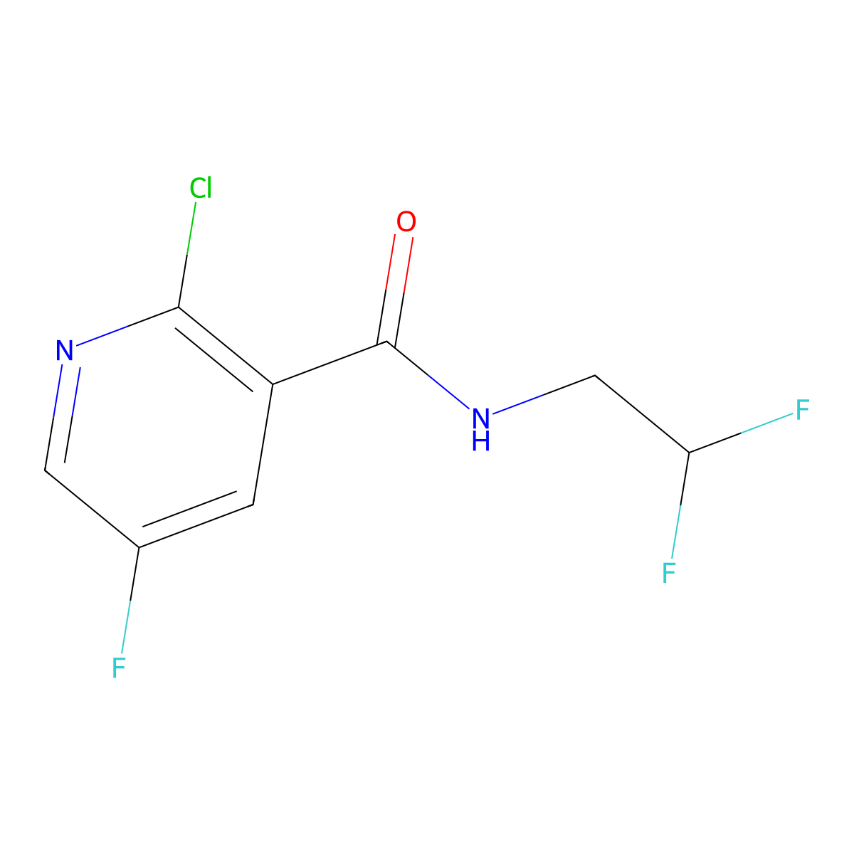 2-Chloro-N-(2,2-difluoroethyl)-5-fluoropyridine-3-carboxamide molecular structure, CAS 1702253-11-9