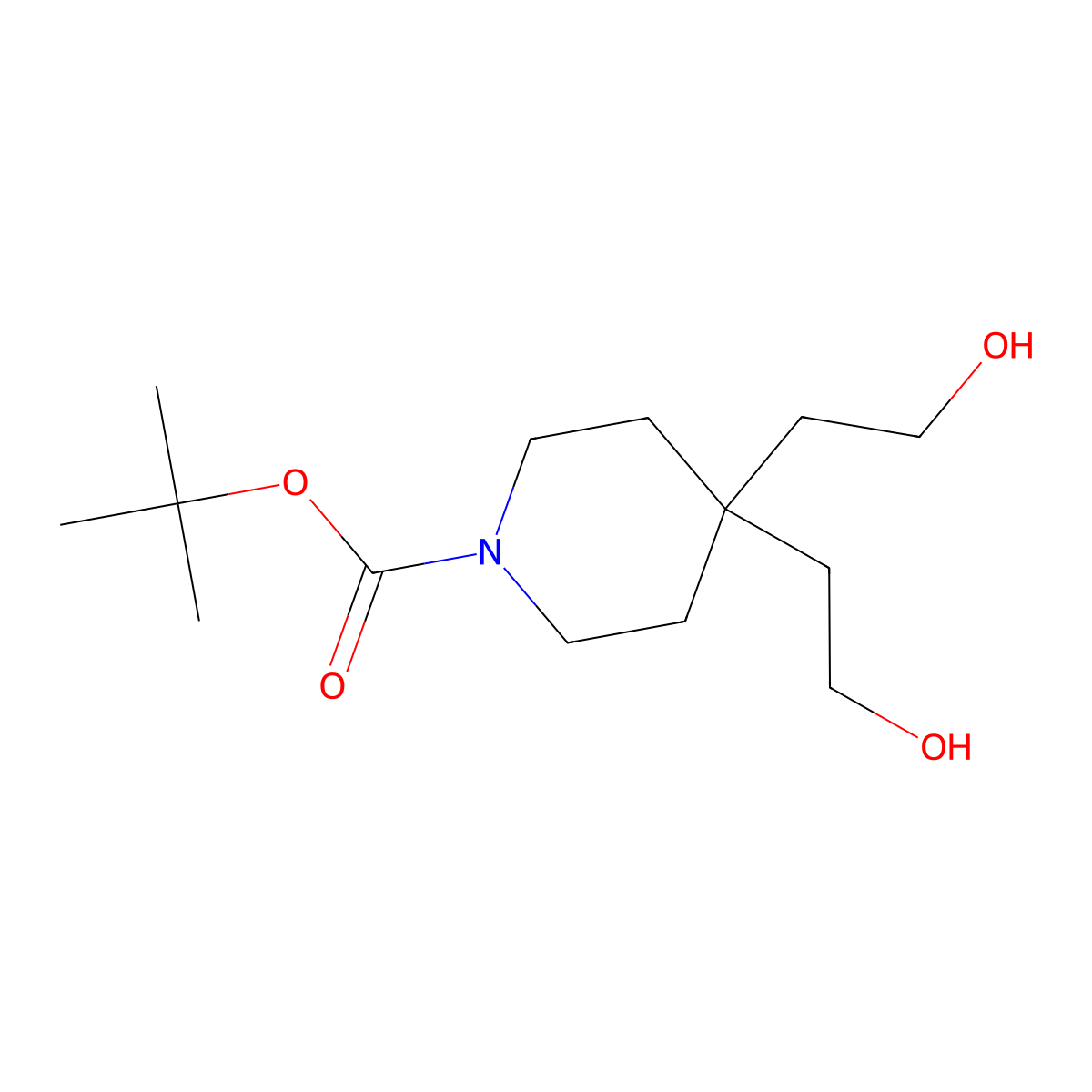Tert-butyl 4,4-bis(2-hydroxyethyl)piperidine-1-carboxylate molecular structure, CAS 170229-04-6