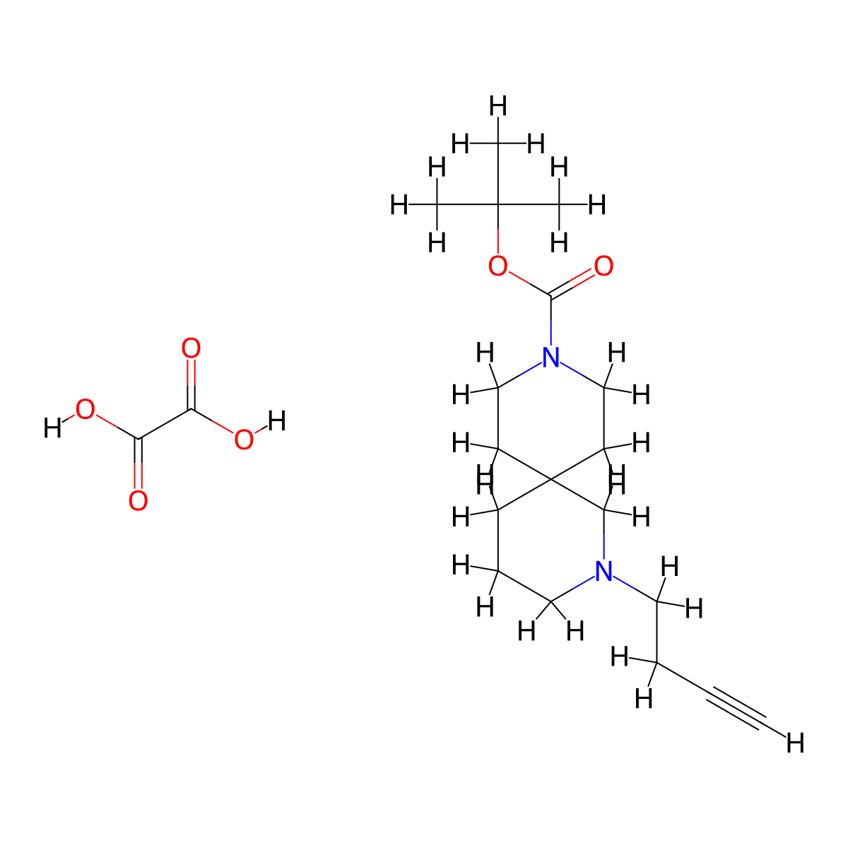 Oxalic acid; tert-butyl 2-(but-3-yn-1-yl)-2,9-diazaspiro[5.5]undecane-9-carboxylate molecular structure, CAS 1702300-80-8