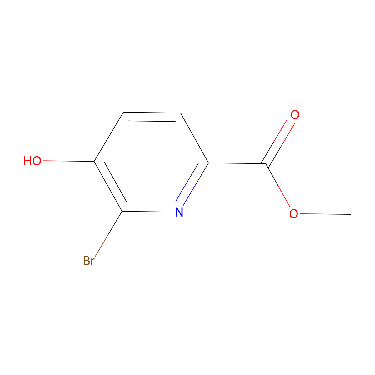 Methyl 6-bromo-5-hydroxy-2-pyridinecarboxylate molecular structure, CAS 170235-19-5