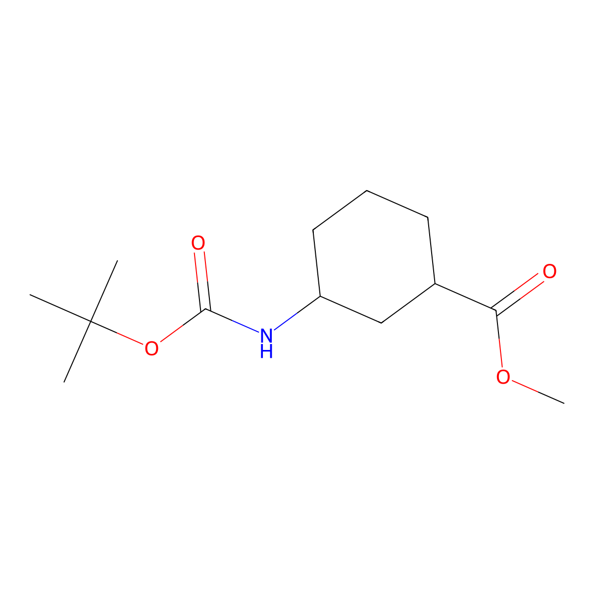 methyl (1S,3R)-3-(tert-butoxycarbonylamino)cyclohexanecarboxylate molecular structure, CAS 1702381-37-0