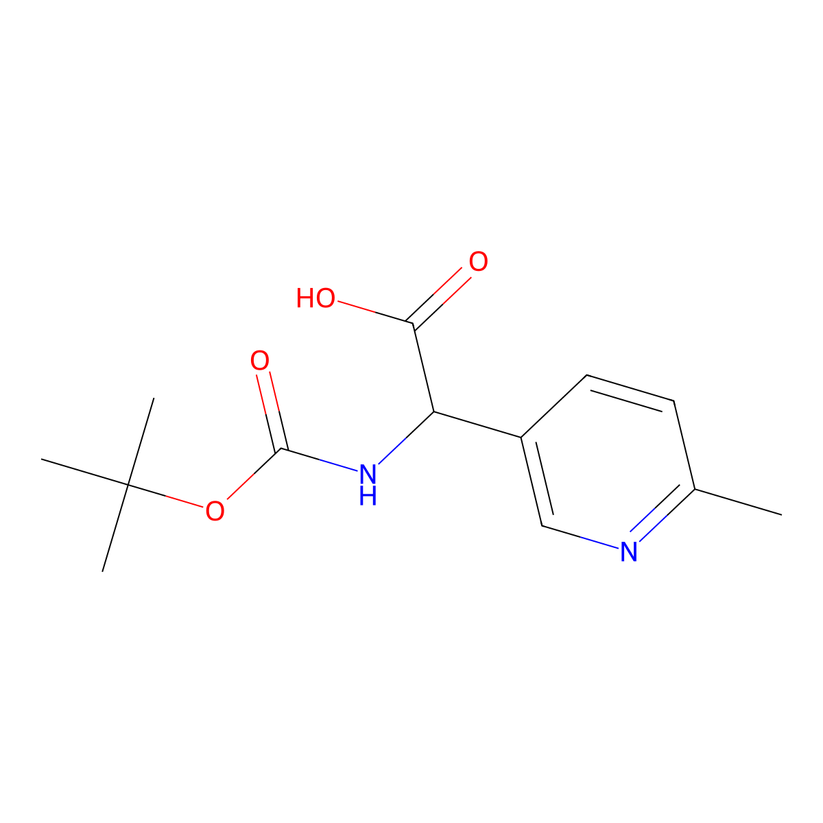 2-{[(Tert-butoxy)carbonyl]amino}-2-(6-methylpyridin-3-yl)acetic acid molecular structure, CAS 1702397-38-3