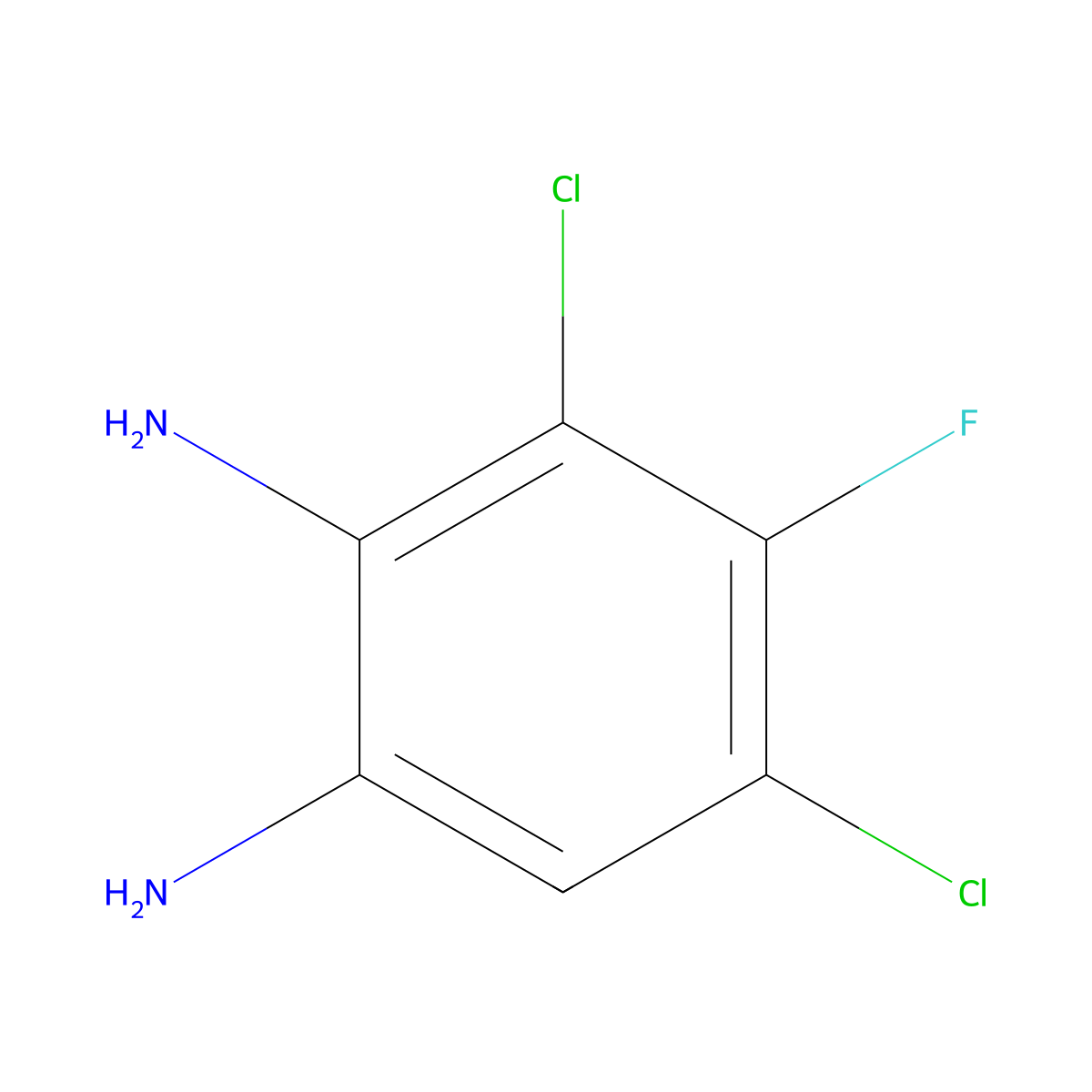 3,5-Dichloro-4-fluorobenzene-1,2-diamine molecular structure, CAS 1702399-91-4