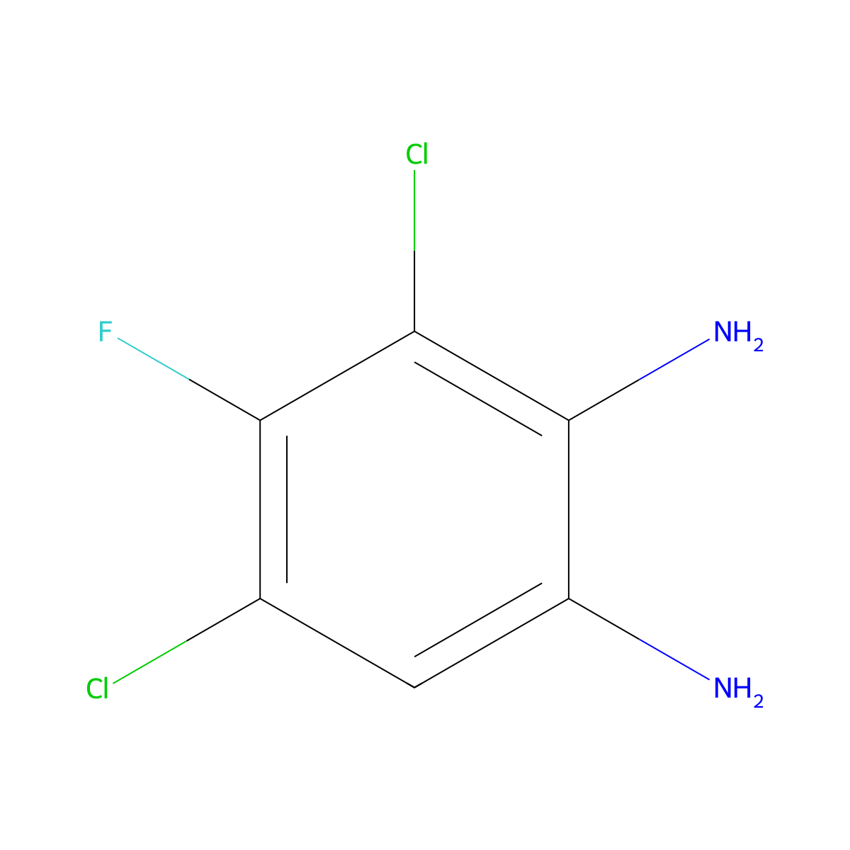 3,5-Dichloro-4-fluorobenzene-1,2-diamine molecular structure, CAS 1702399-91-4