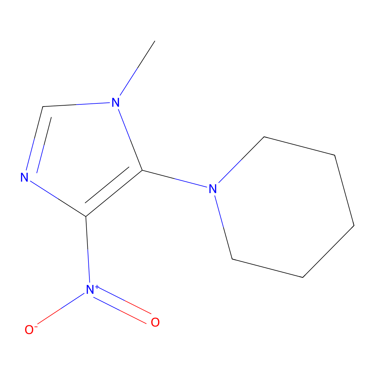 1-(1-Methyl-4-nitro-1H-imidazol-5-yl)piperidine molecular structure, CAS 17024-55-4