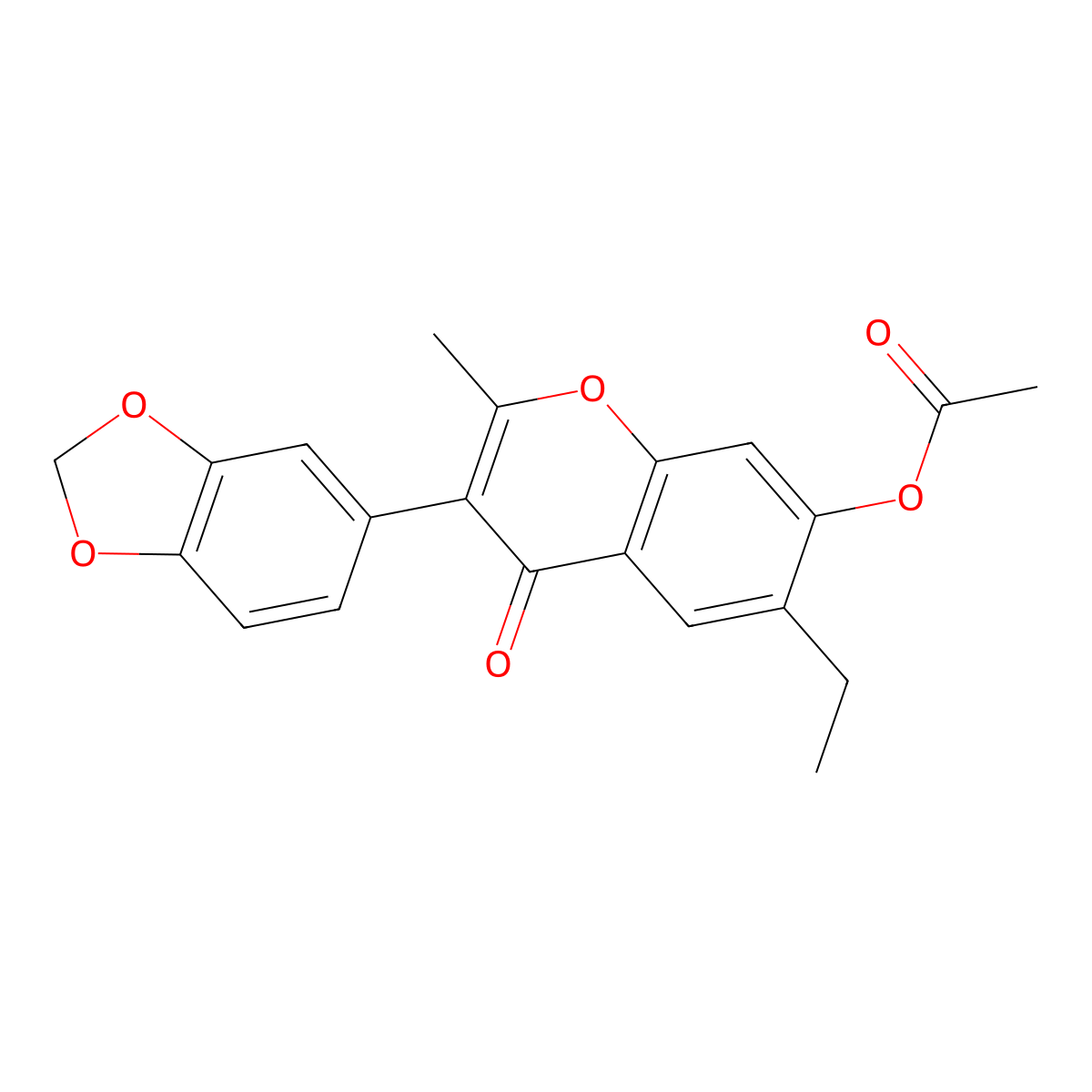 3-(benzo[d][1,3]dioxol-5-yl)-6-ethyl-2-methyl-4-oxo-4H-chromen-7-yl acetate molecular structure, CAS 170241-47-1