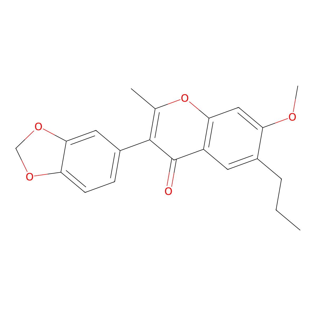 3-(1,3-benzodioxol-5-yl)-7-methoxy-2-methyl-6-propyl-4H-chromen-4-one molecular structure, CAS 170241-52-8