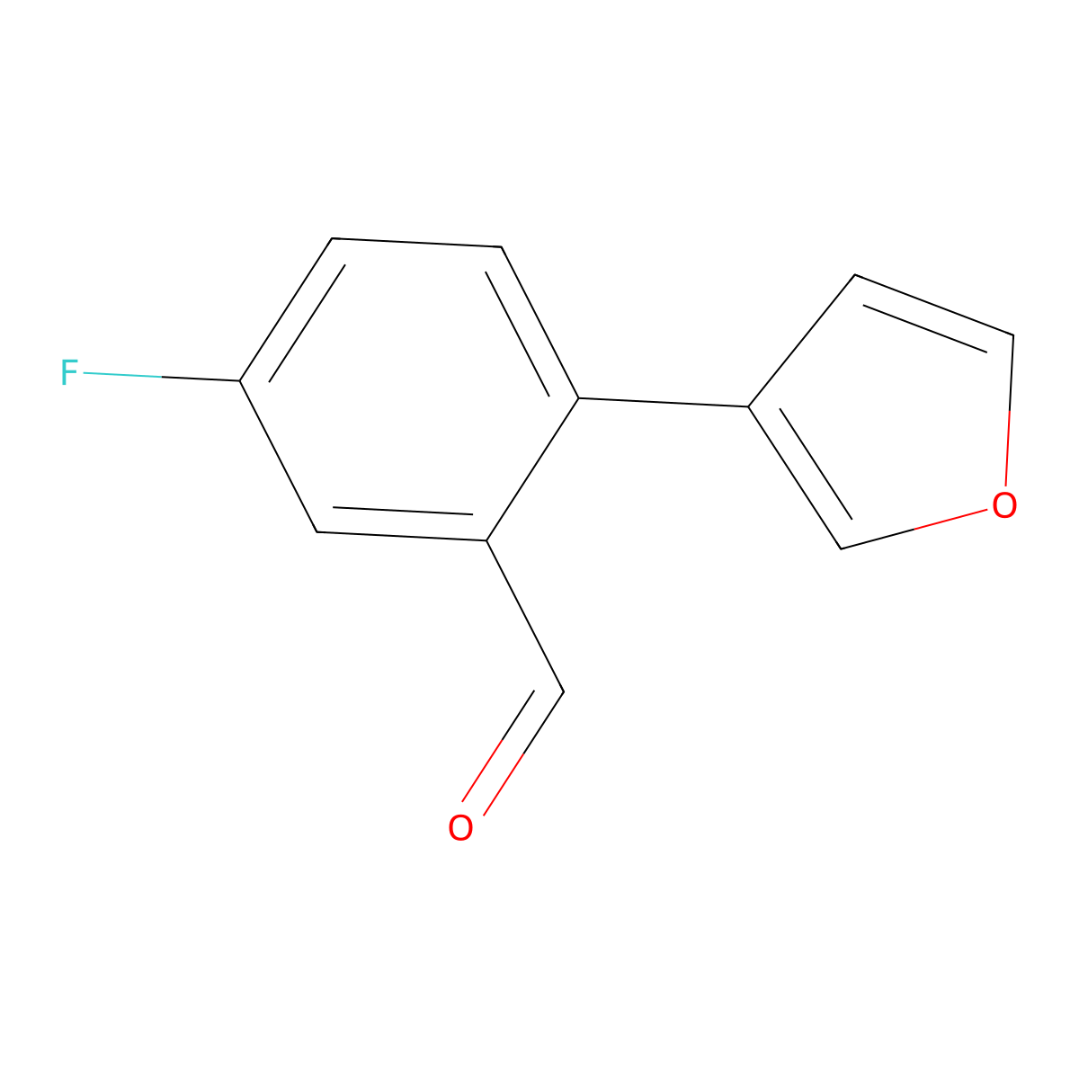 5-Fluoro-2-(furan-3-yl)benzaldehyde molecular structure, CAS 1702414-04-7