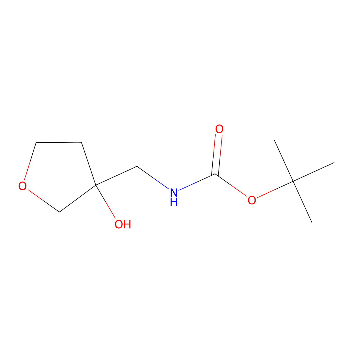 tert-butyl N-[(3-hydroxyoxolan-3-yl)methyl]carbamate molecular structure, CAS 1702416-50-9