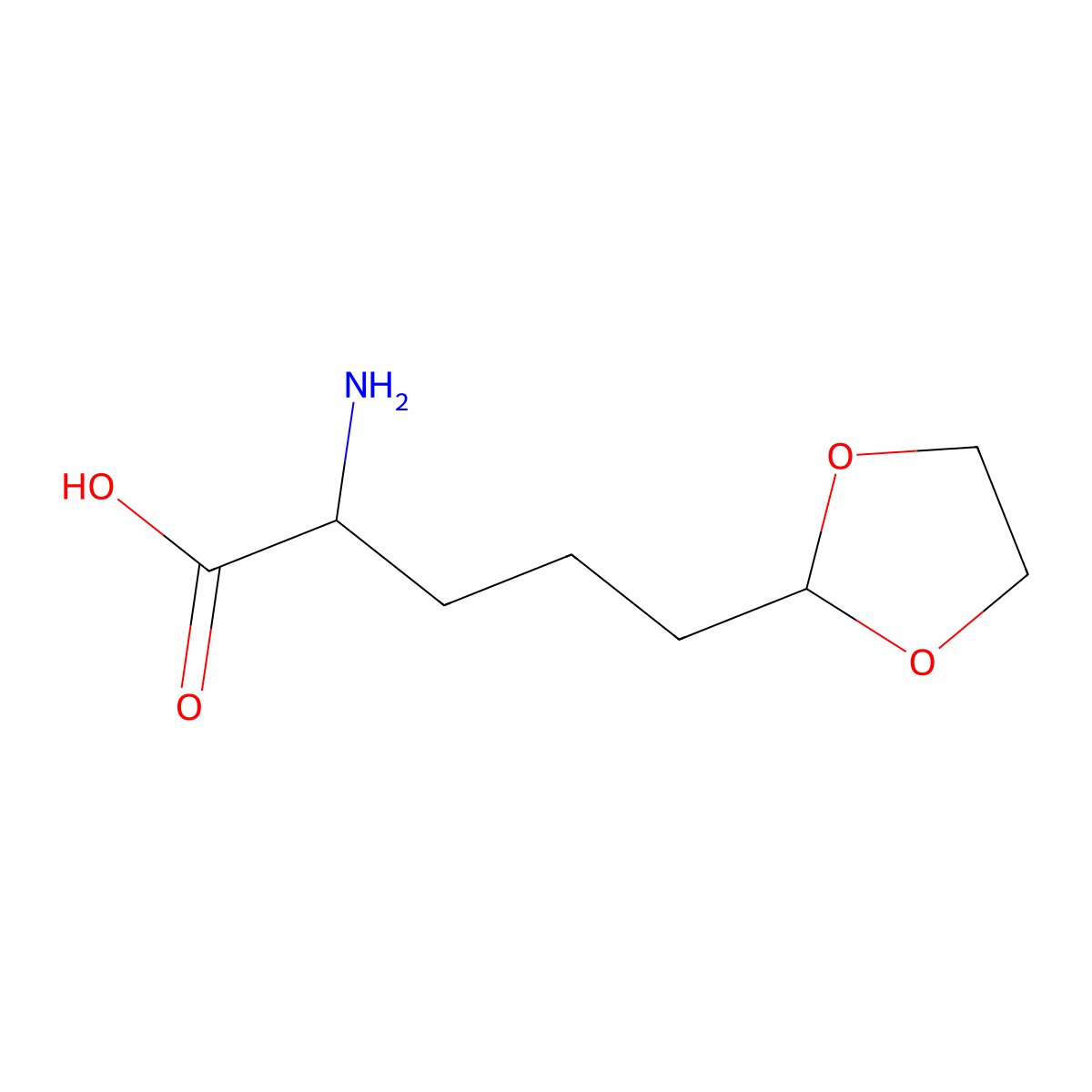 2-amino-5-(1,3-dioxolan-2-yl)pentanoic Acid molecular structure, CAS 170242-34-9