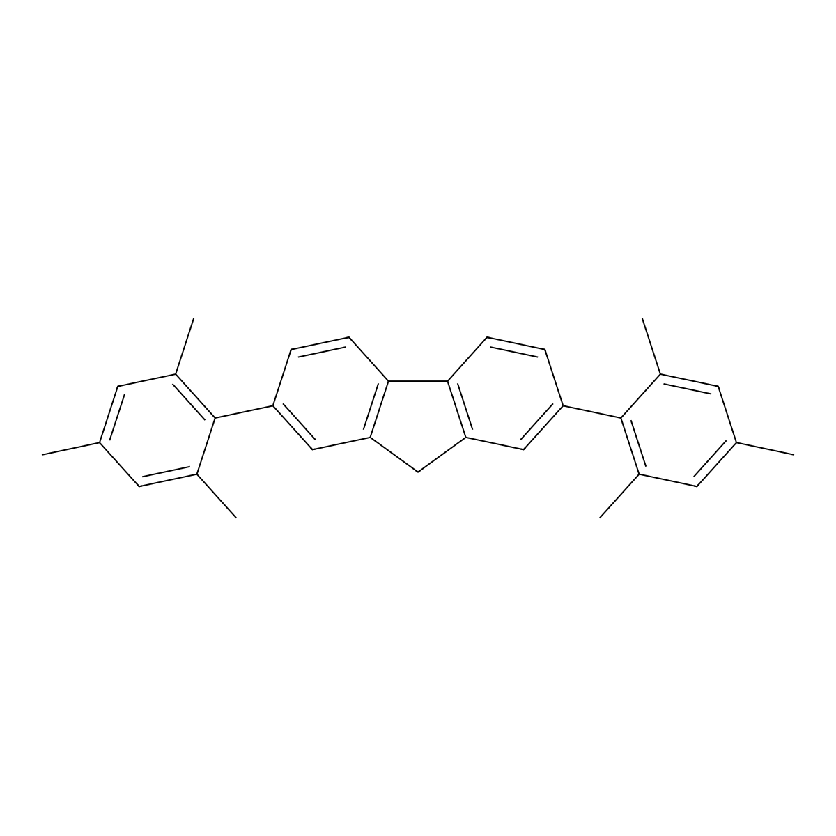 2,7-Bis(2,4,6-trimethylphenyl)-9H-fluorene molecular structure, CAS 170242-36-1