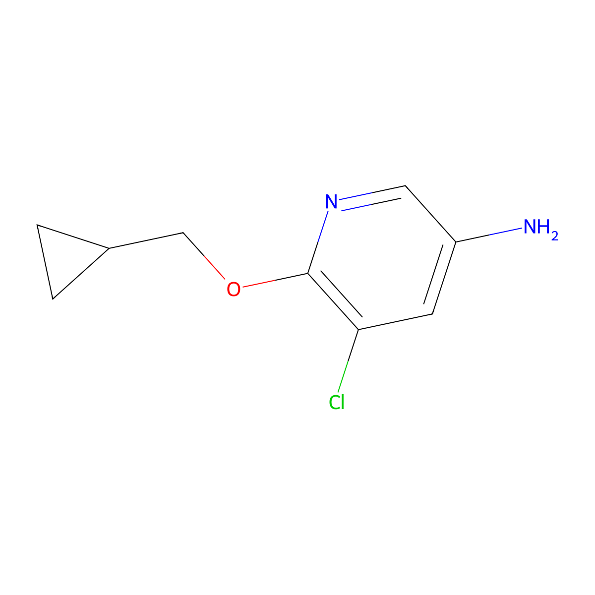 5-Chloro-6-(cyclopropylmethoxy)pyridin-3-amine molecular structure, CAS 1702433-90-6