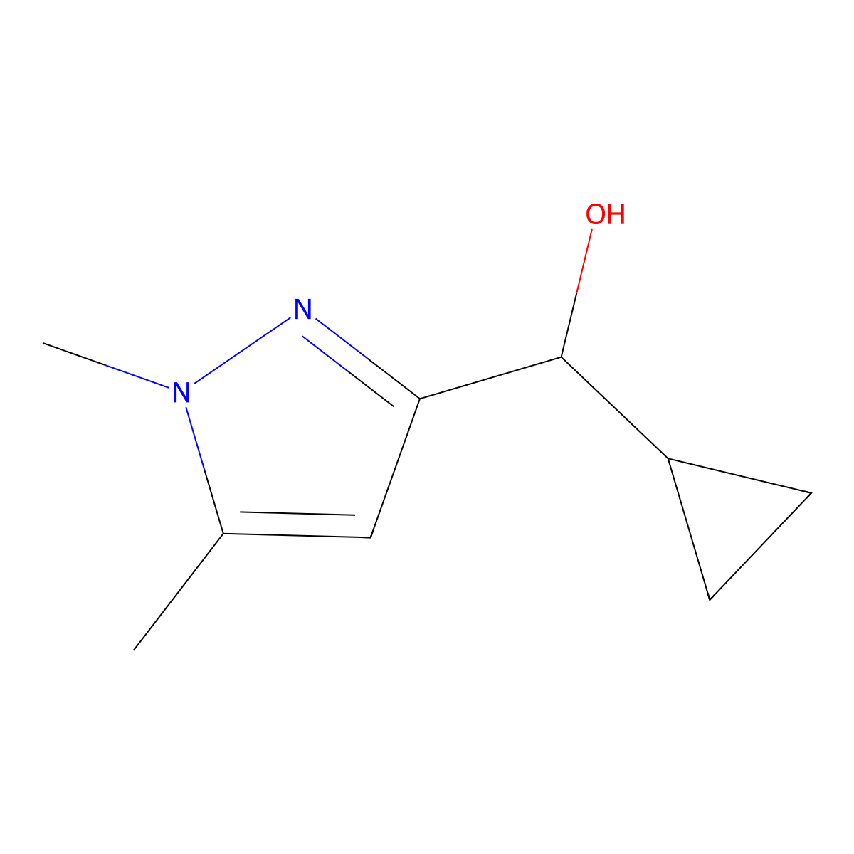 cyclopropyl(1,5-dimethyl-1H-pyrazol-3-yl)methanol molecular structure, CAS 1702445-11-1