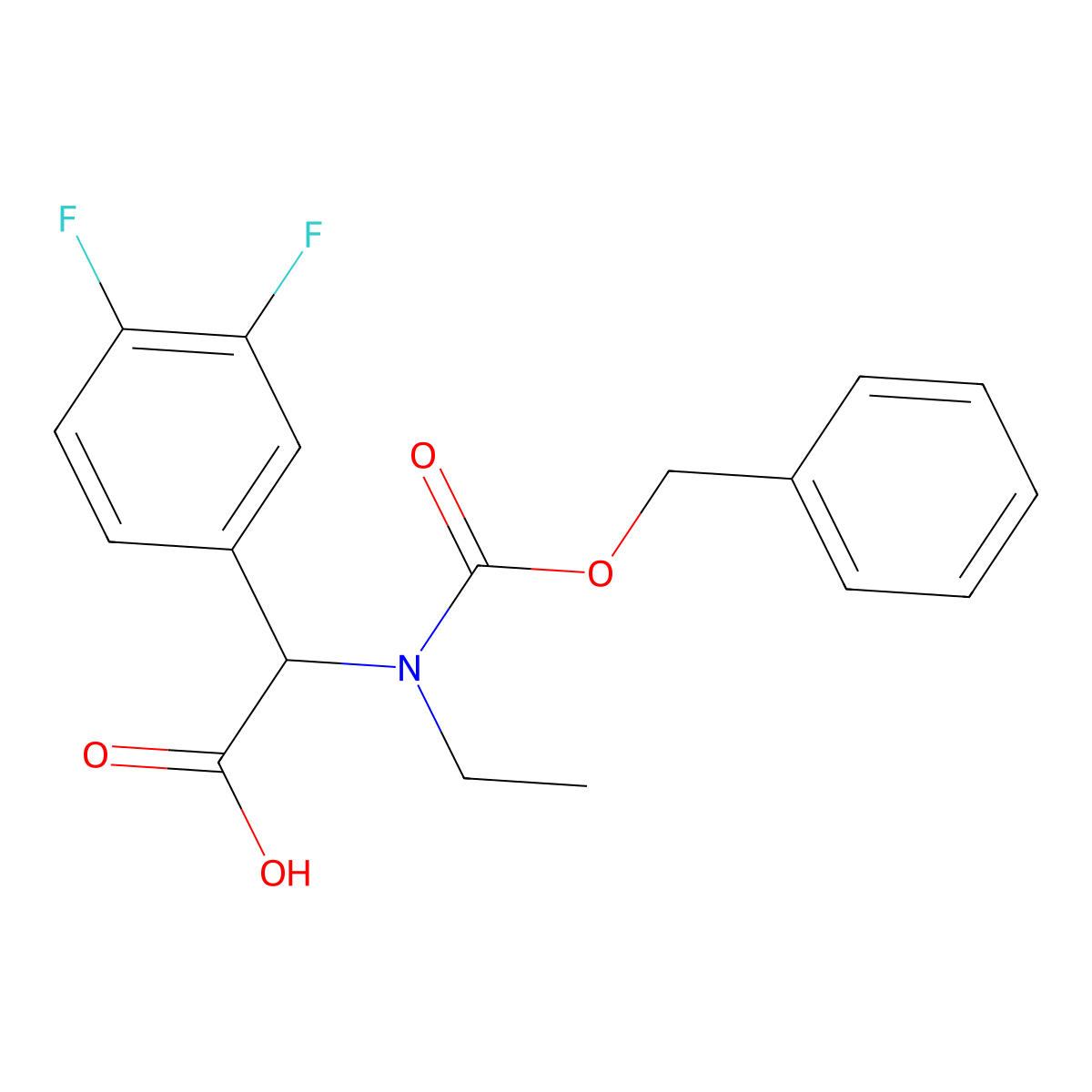 2-{[(Benzyloxy)carbonyl](ethyl)amino}-2-(3,4-difluorophenyl)acetic acid molecular structure, CAS 1702448-18-7