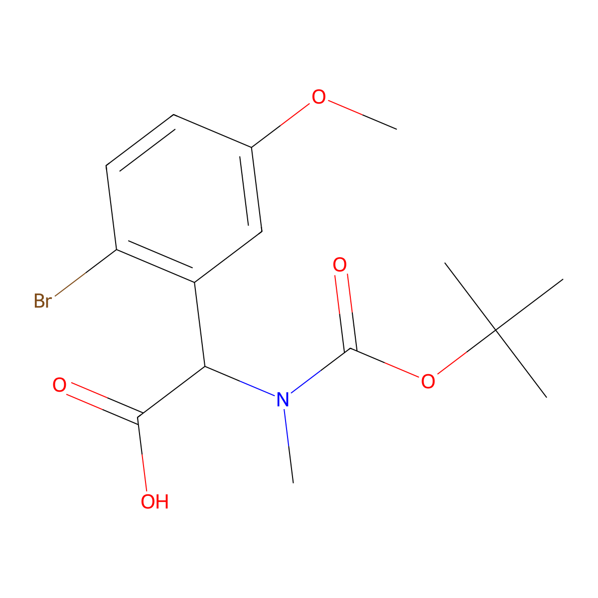 2-(2-Bromo-5-methoxyphenyl)-2-{[(tert-butoxy)carbonyl](methyl)amino}acetic acid molecular structure, CAS 1702451-27-1