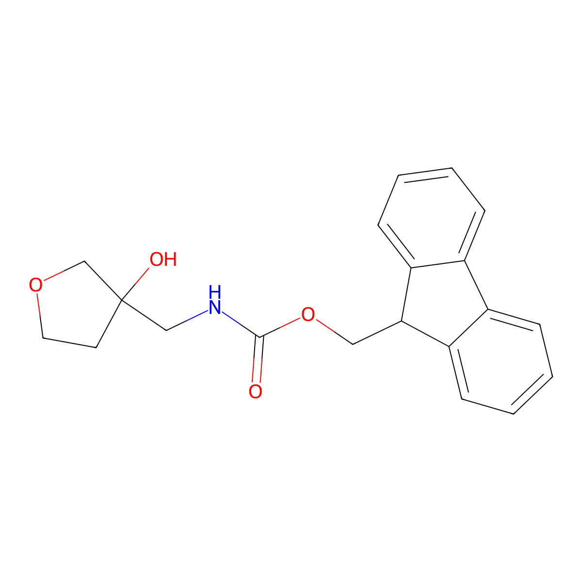 (9H-fluoren-9-yl)methyl N-[(3-hydroxyoxolan-3-yl)methyl]carbamate molecular structure, CAS 1702475-98-6