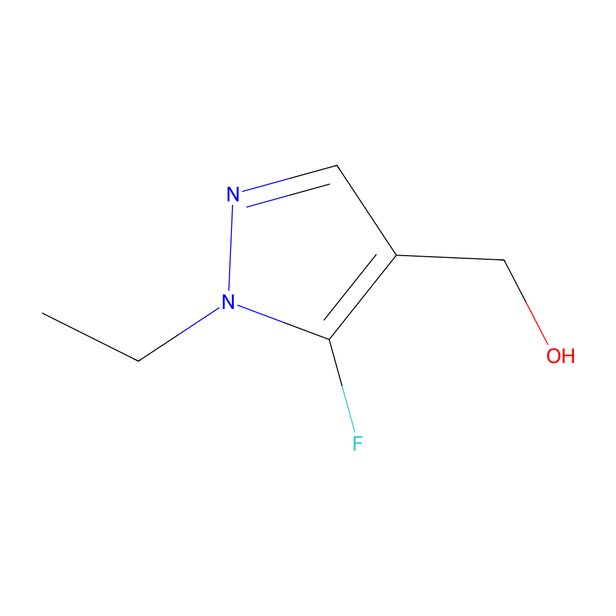 (1-ethyl-5-fluoro-1H-pyrazol-4-yl)methanol molecular structure, CAS 1702499-28-2