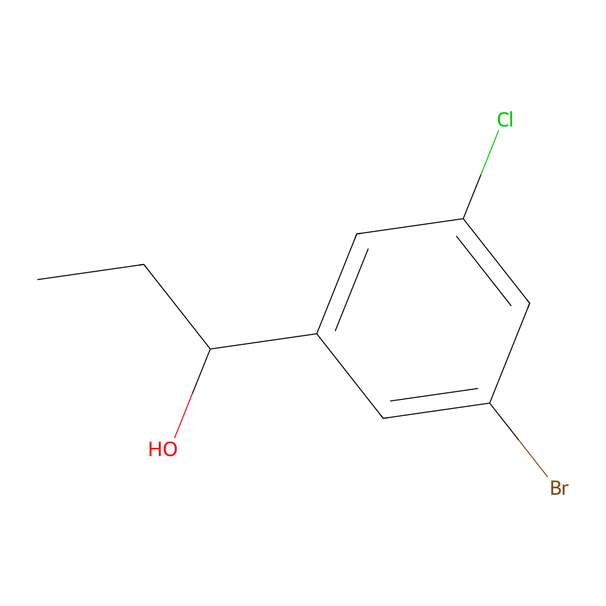 3-Bromo-5-chloro-alpha-ethylbenzenemethanol molecular structure, CAS 1702525-79-8