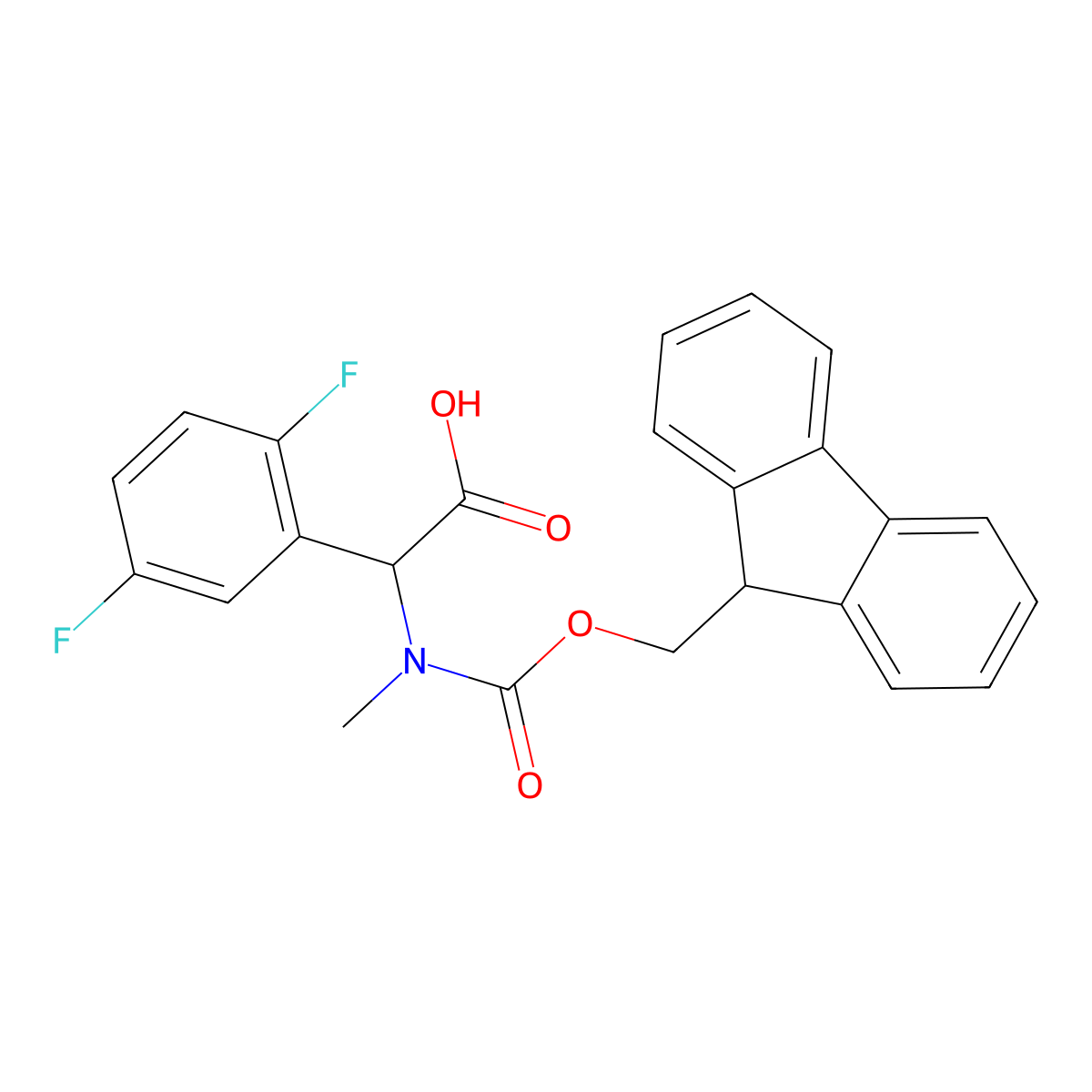 2-(2,5-difluorophenyl)-2-((((9H-fluoren-9-yl)methoxy)carbonyl)(methyl)amino)acetic acid molecular structure, CAS 1702572-98-2